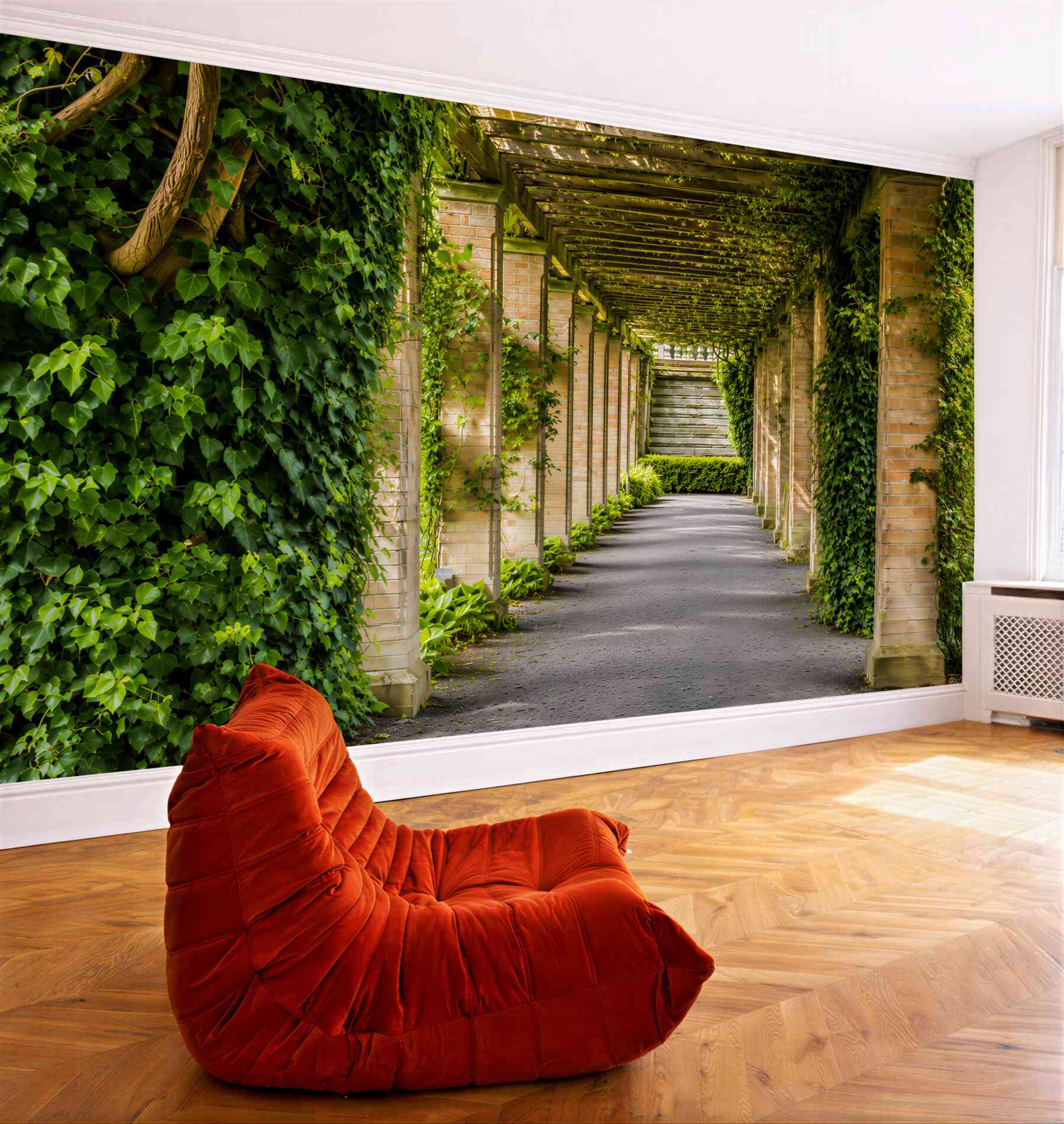 Fototapeta piękny brązowy tunel w zielonych roślinach?v2345