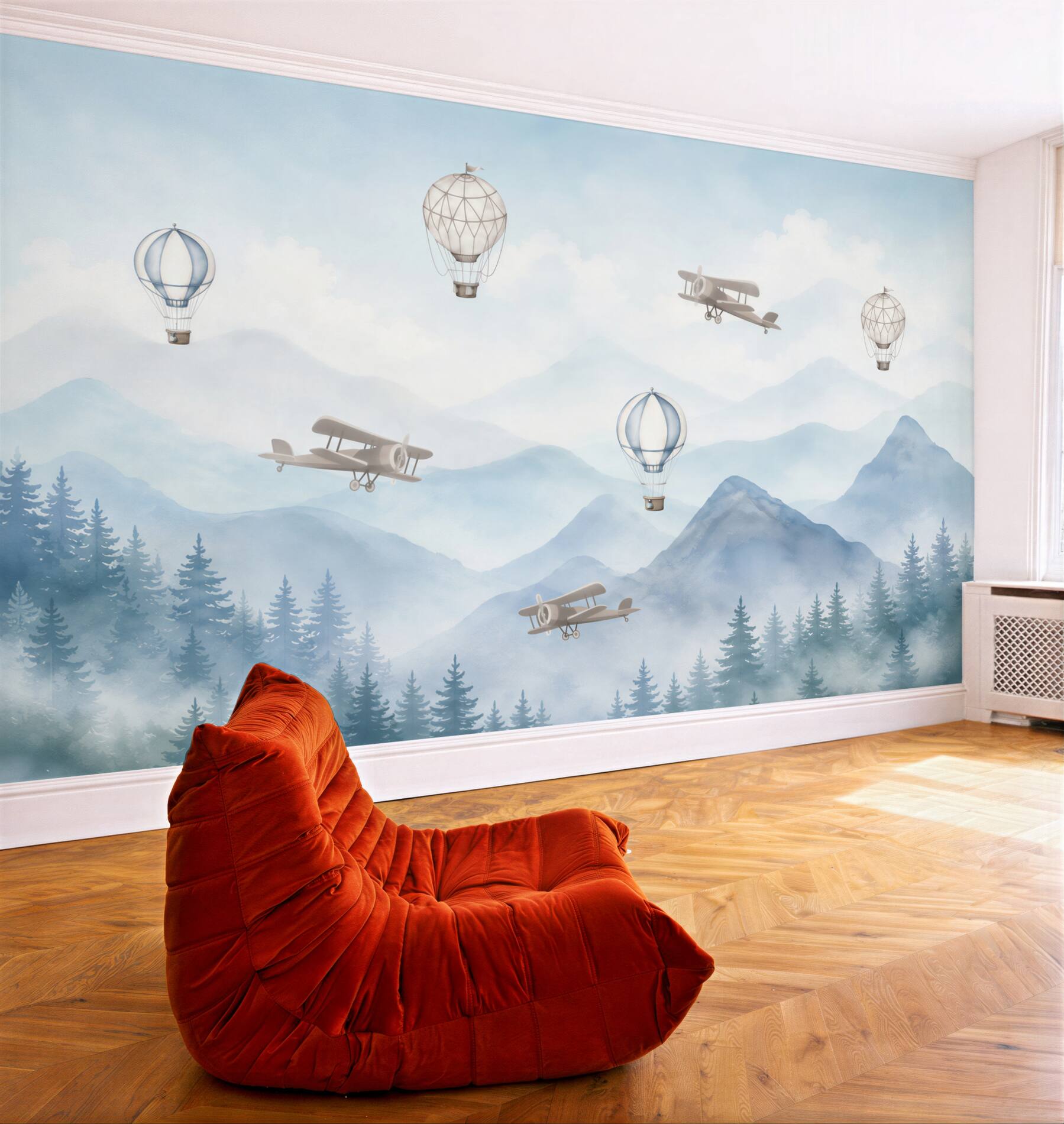 Fototapeta góry i balony z samolotami?v2345