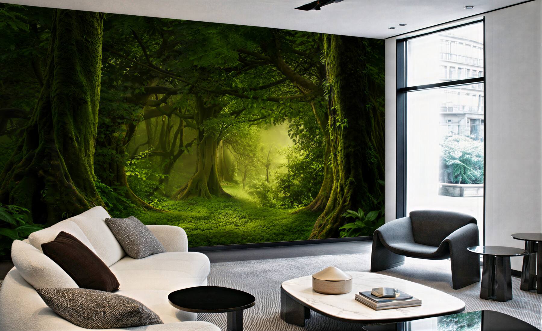 Fototapeta promienie słońca przecinają gęsty las?v2345