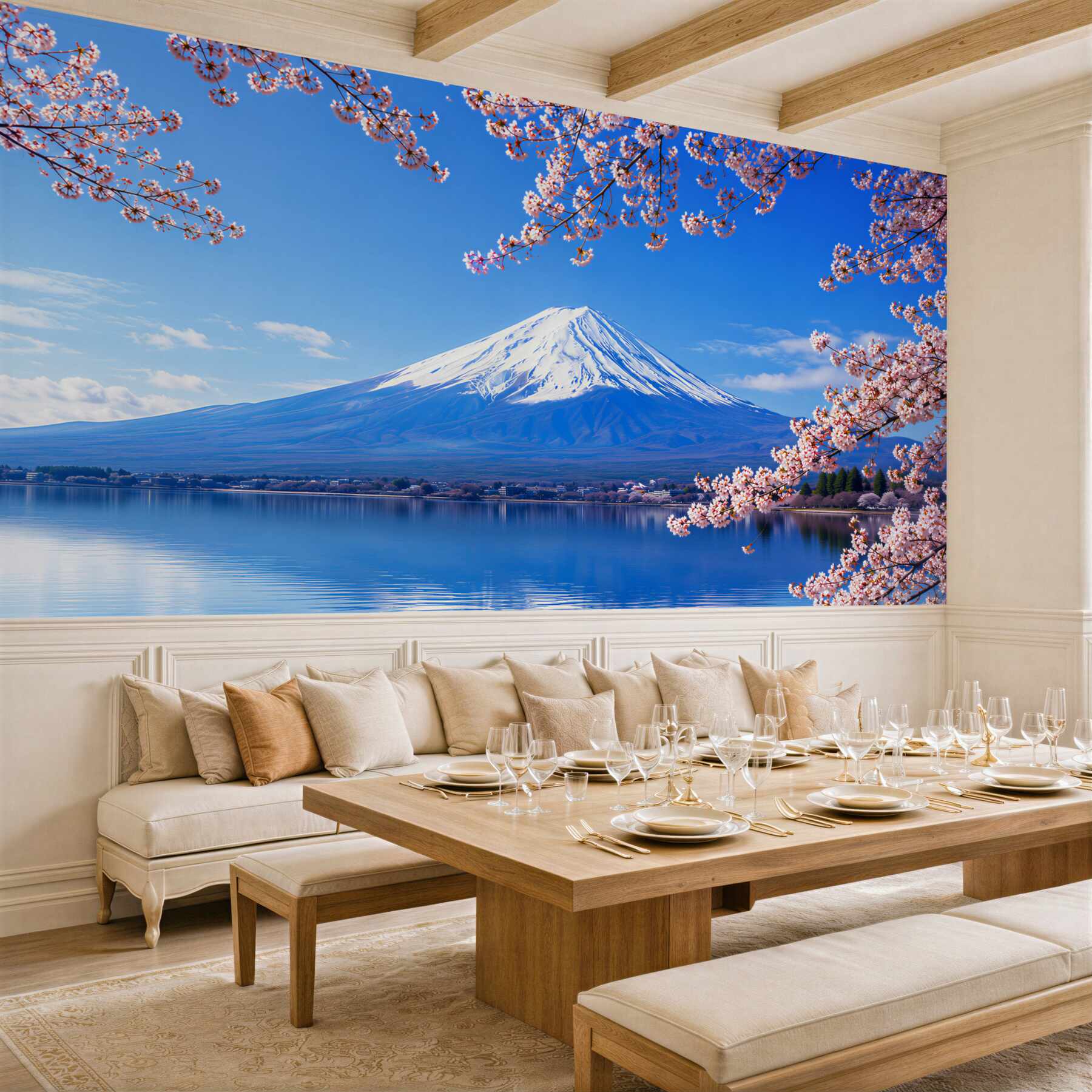 Fototapeta sakura na tle jeziora i gór?v2345