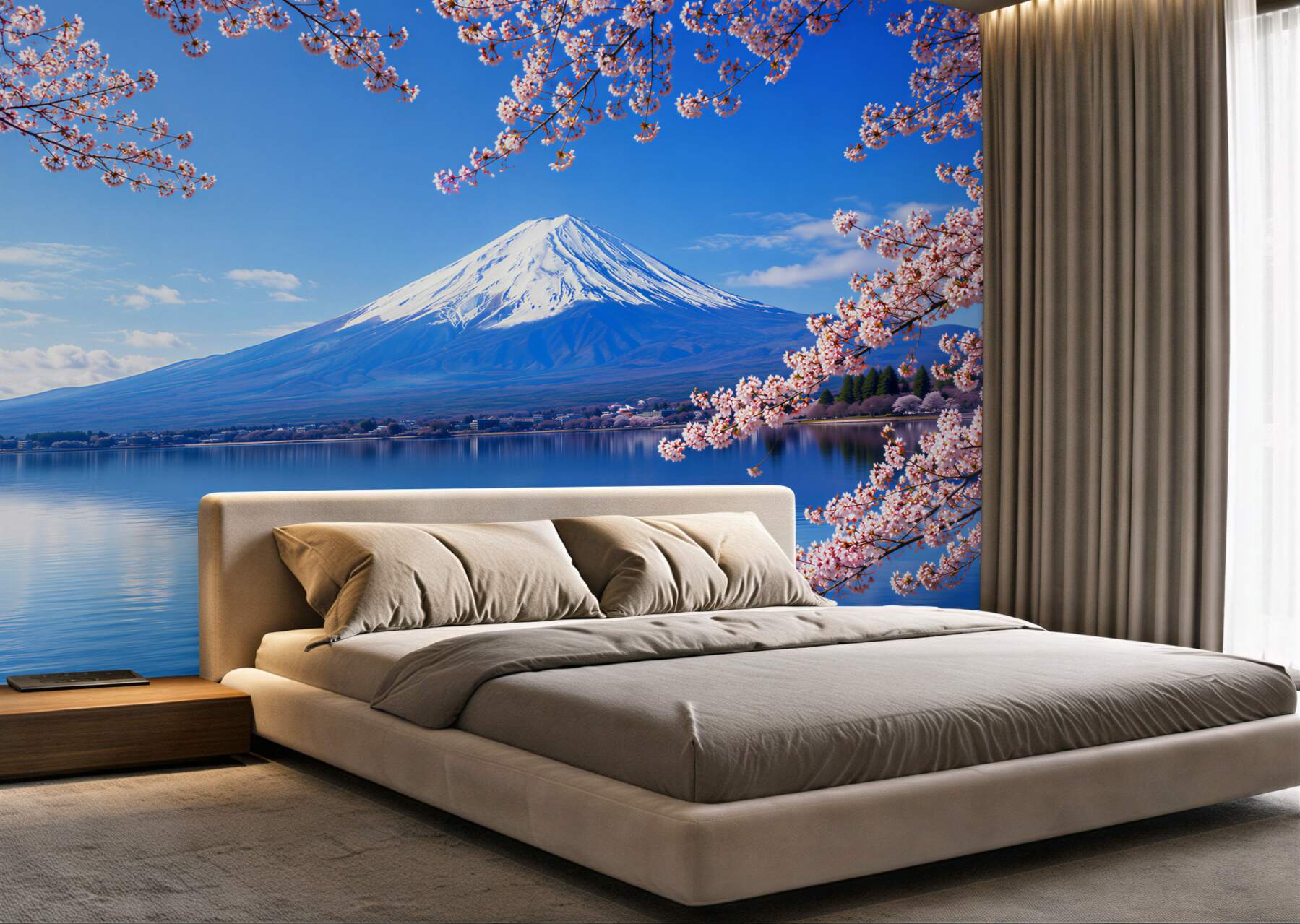 Fototapeta sakura na tle jeziora i gór?v2345