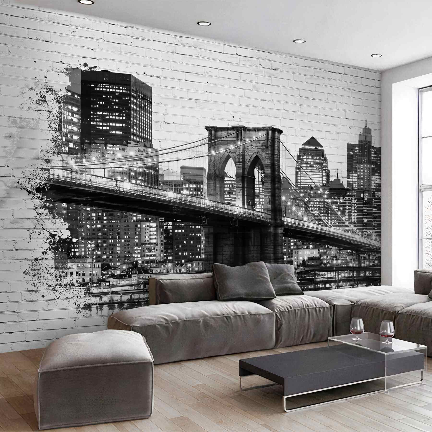 Fototapeta Most Manhattan z miastem na cegle?v2345
