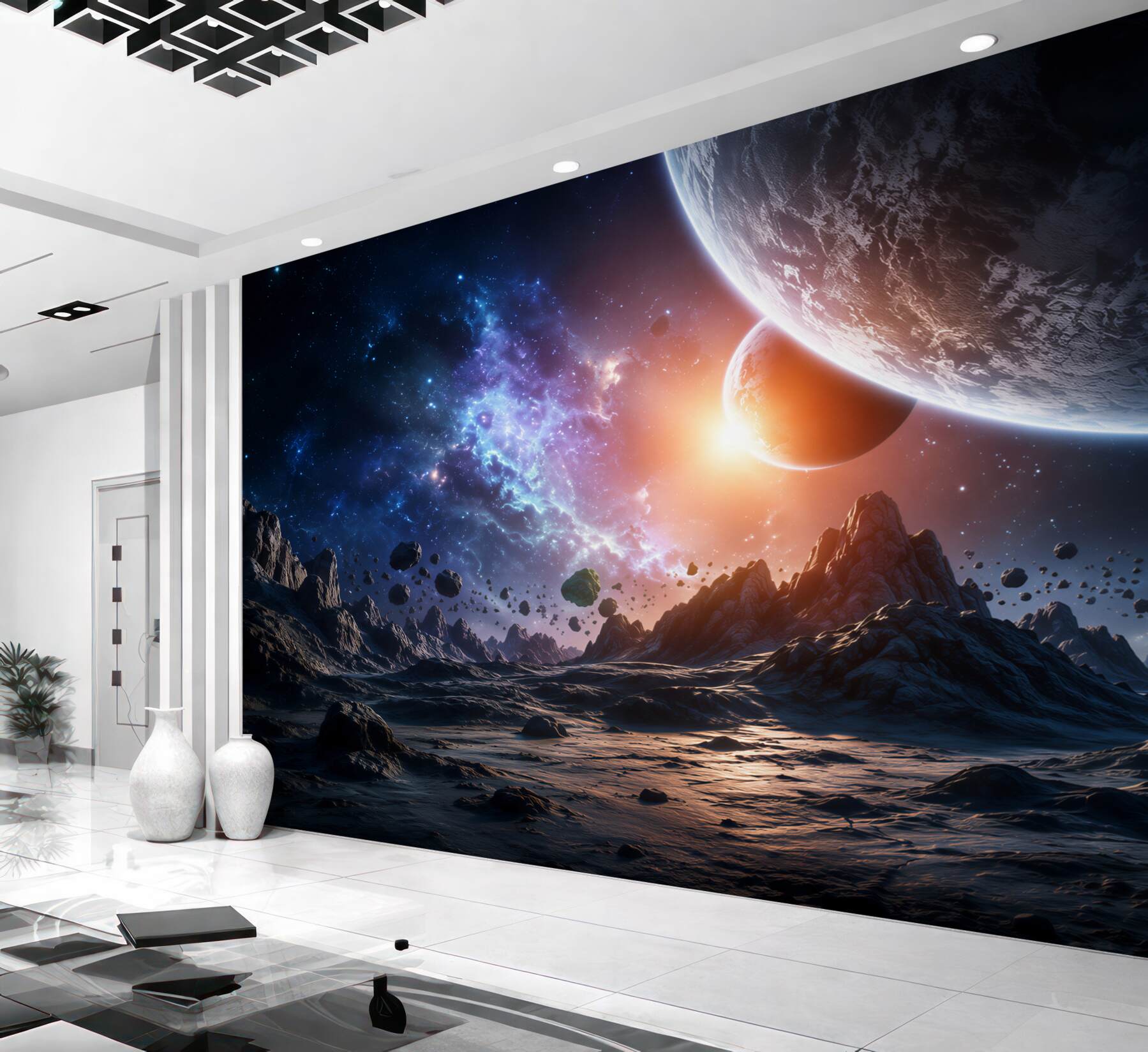 Fototapeta futurystyczny kosmiczny świat z planetami?v2345
