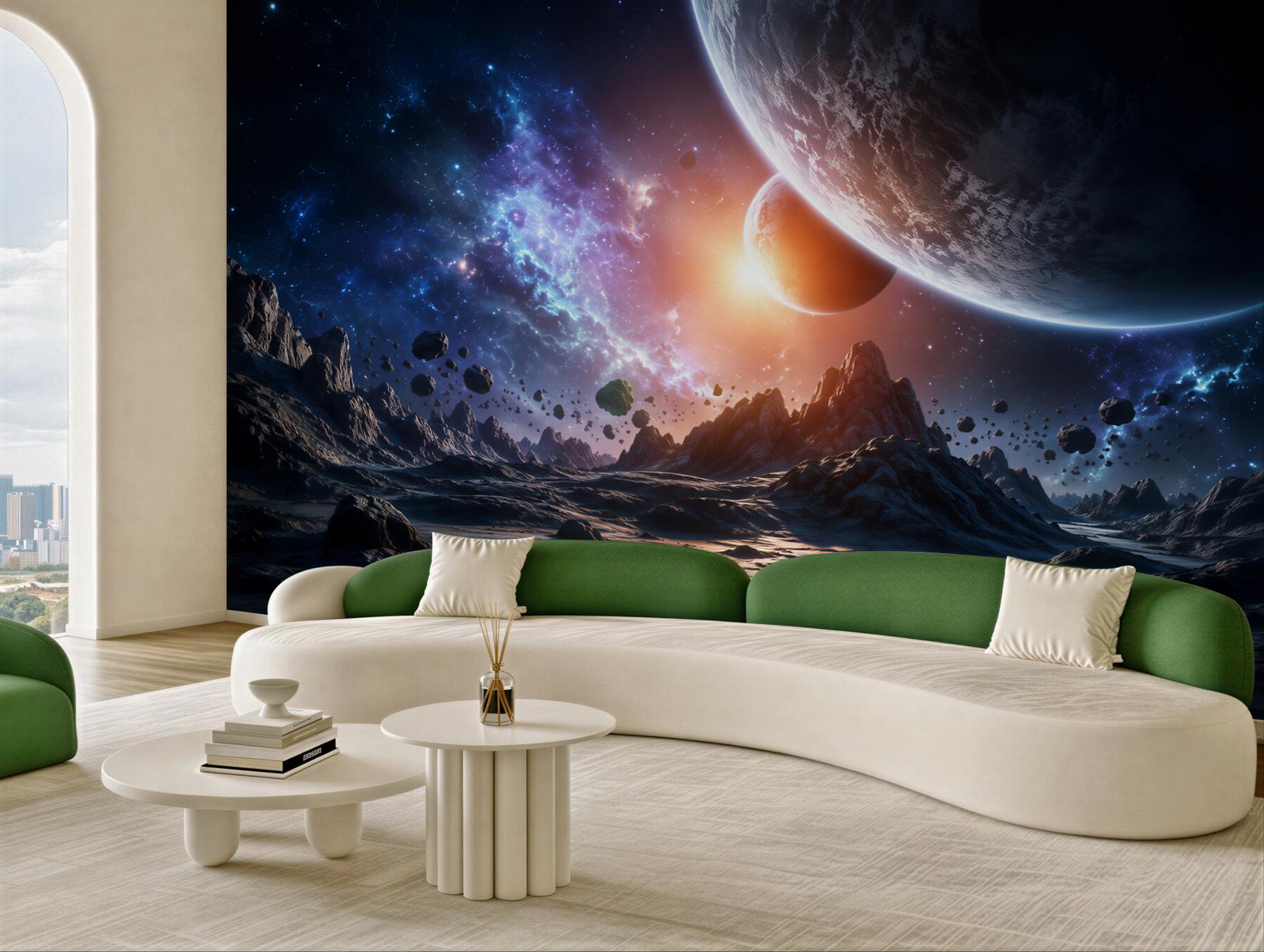 Fototapeta futurystyczny kosmiczny świat z planetami?v2345