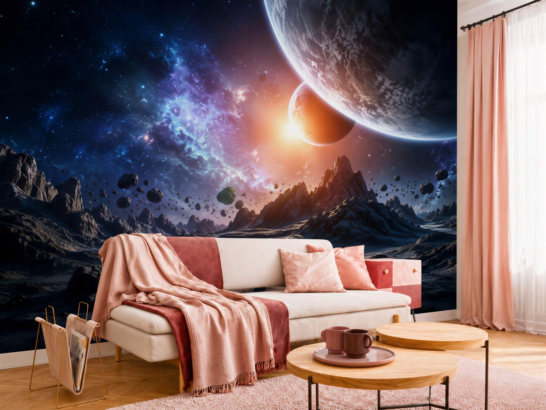 Fototapeta futurystyczny kosmiczny świat z planetami?v2345
