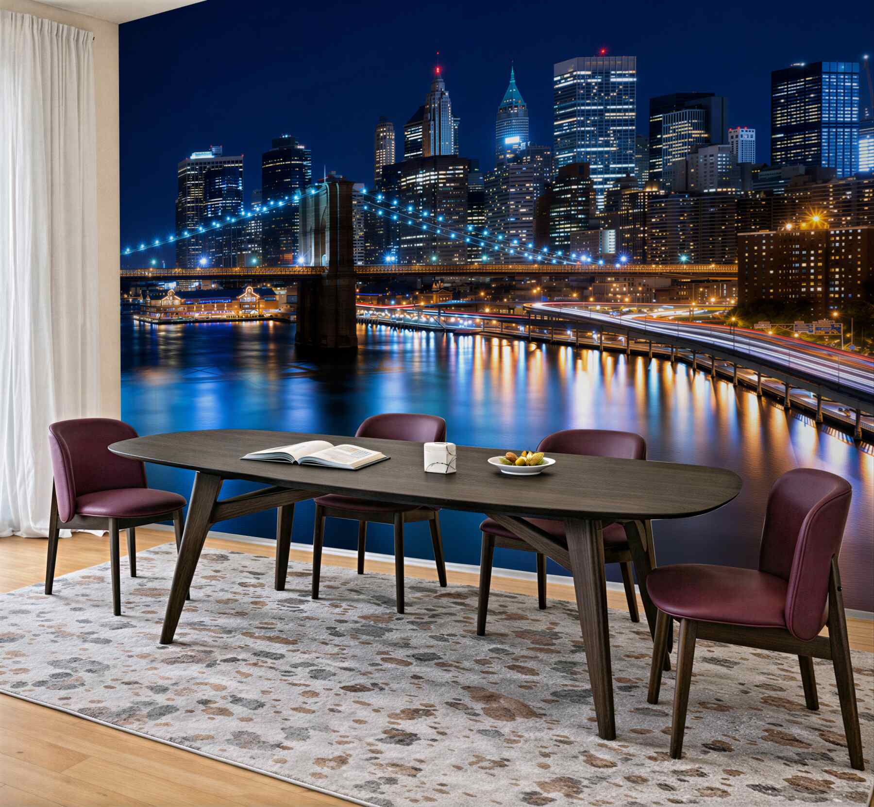 Fototapeta Molo na Manhattanie w nocy jest oświetlone?v2345