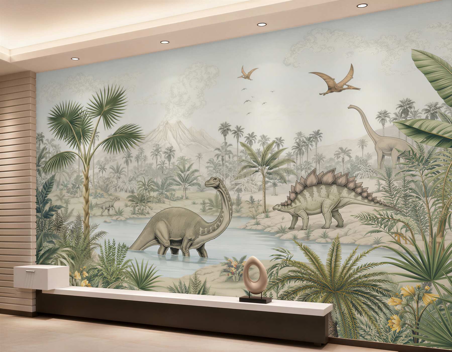 Fototapeta Dinozaury nad wodą w lesie?v2345