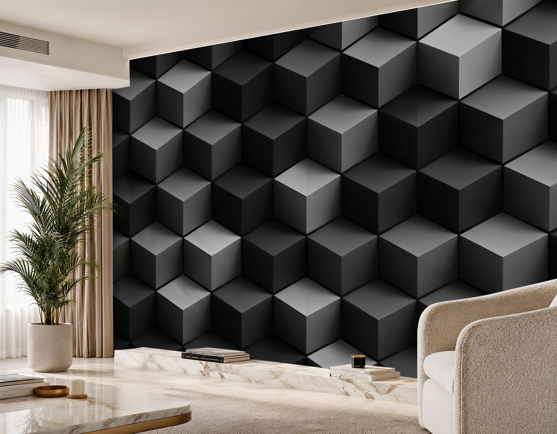Fototapeta geometryczne heksagony 3D szaro beżowe nowoczesne?v2345