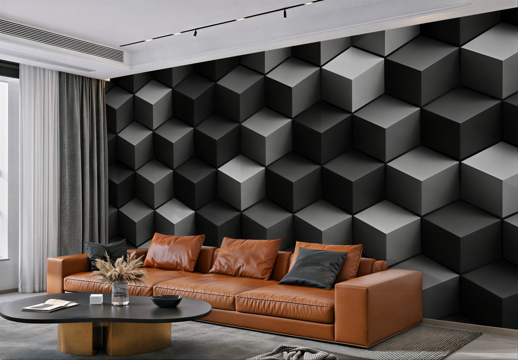 Fototapeta geometryczne heksagony 3D szaro beżowe nowoczesne?v2345