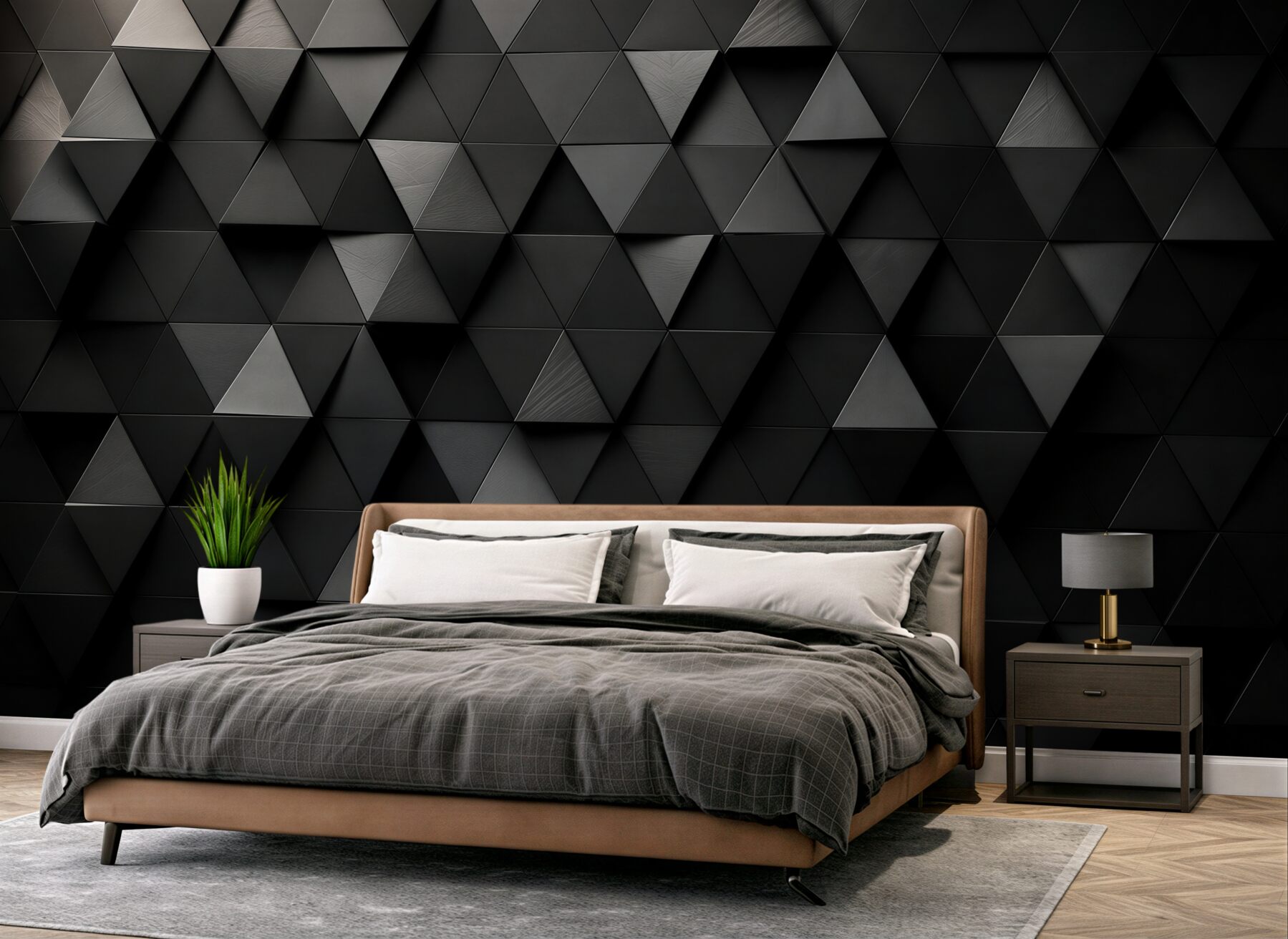 Fototapeta geometryczne trójkąty 3D szare nowoczesne do biura?v2345