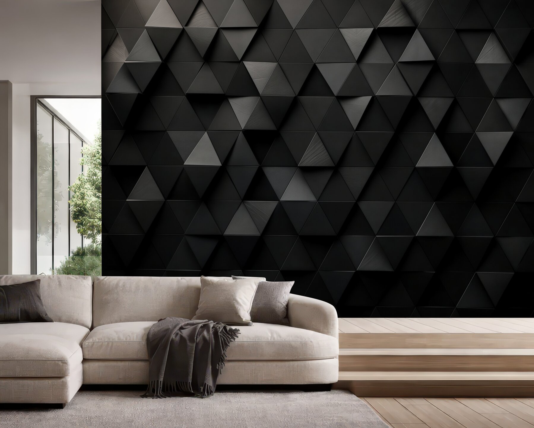 Fototapeta geometryczne trójkąty 3D szare nowoczesne do biura?v2345