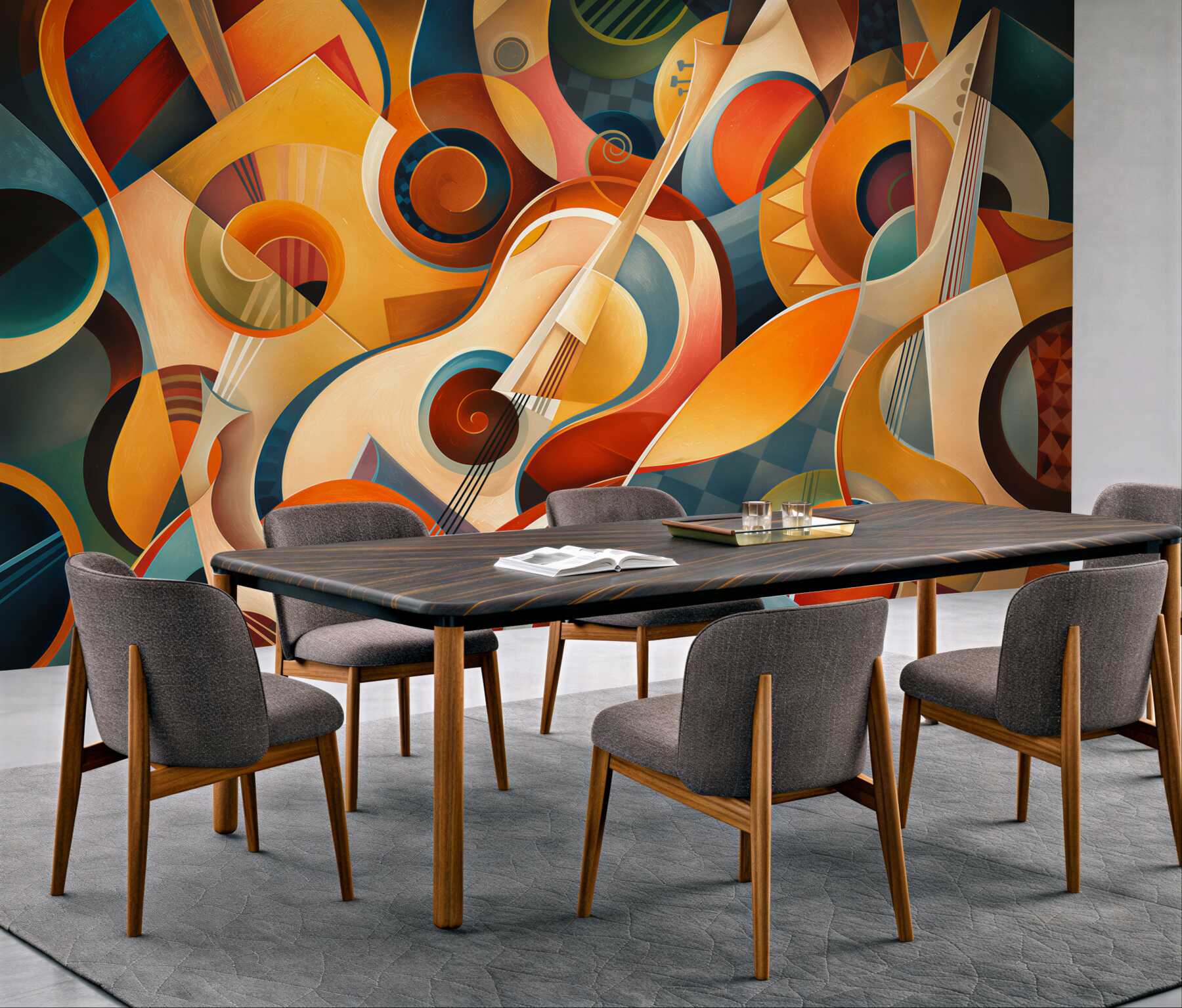 Fototapeta abstrakcyjna gitara geometryczna w stylu art deco?v2345