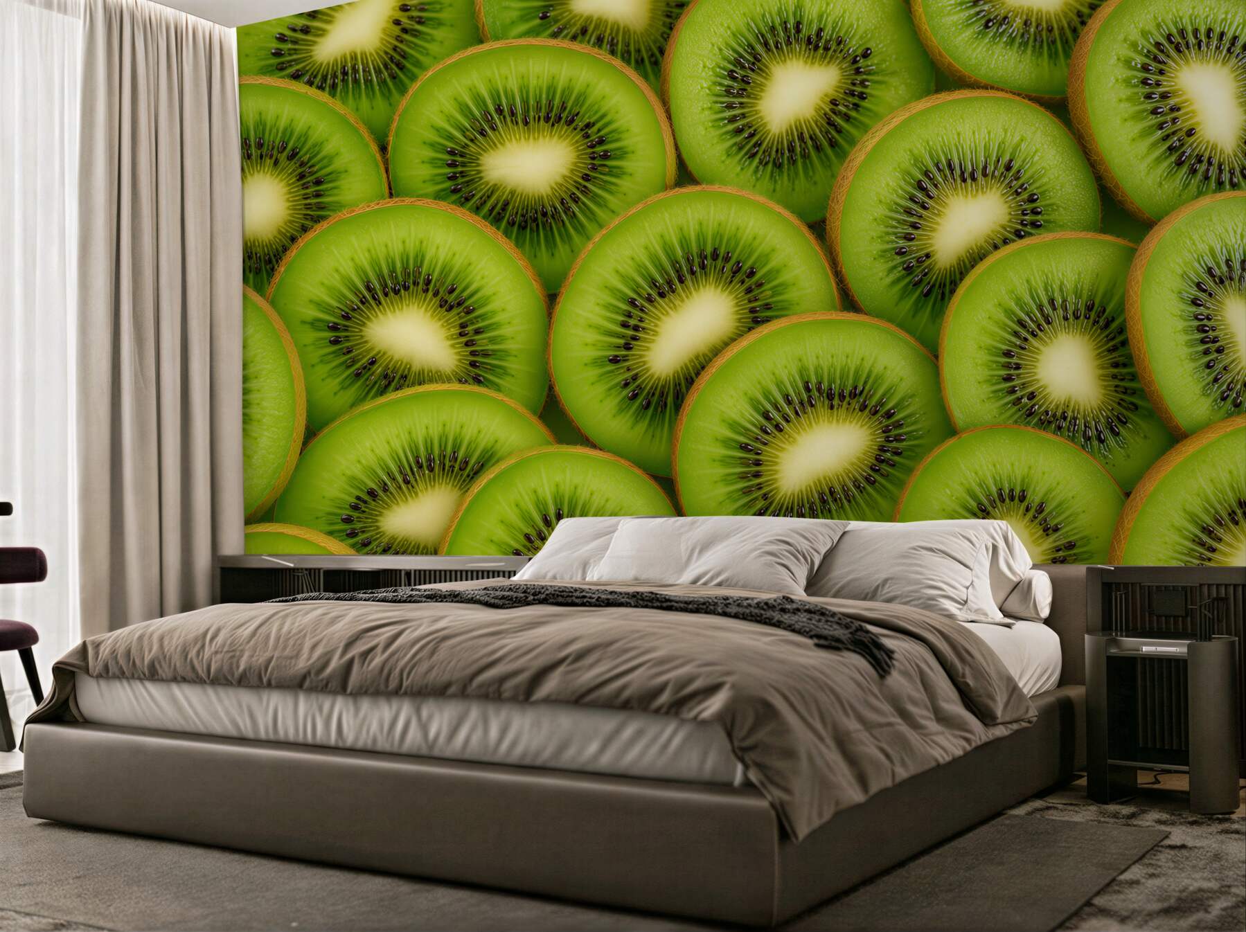 Fototapeta soczyste kiwi i zielone liście do kuchni?v2345
