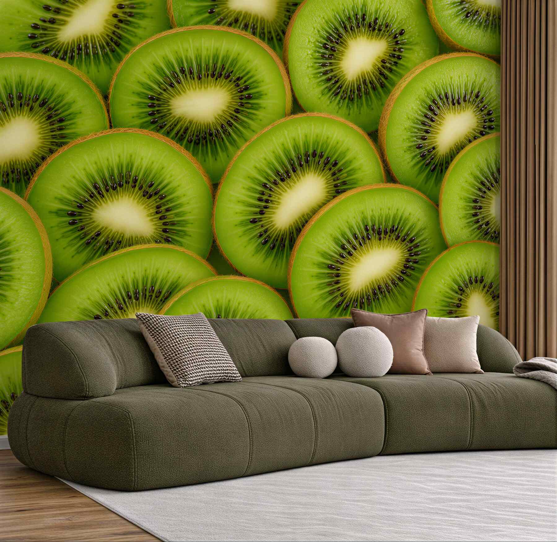Fototapeta soczyste kiwi i zielone liście do kuchni?v2345