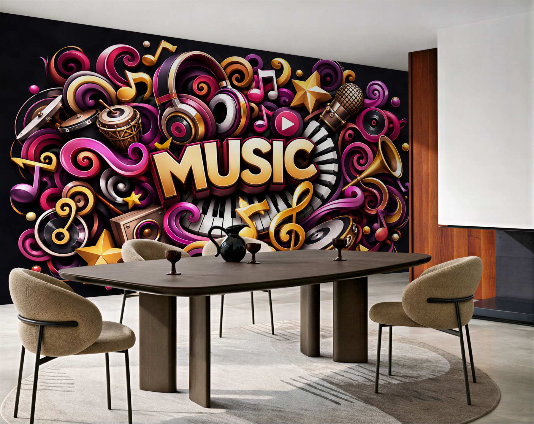 Fototapeta instrumenty muzyczne z pianinem i mikrofonem w beżowym stylu?v2345