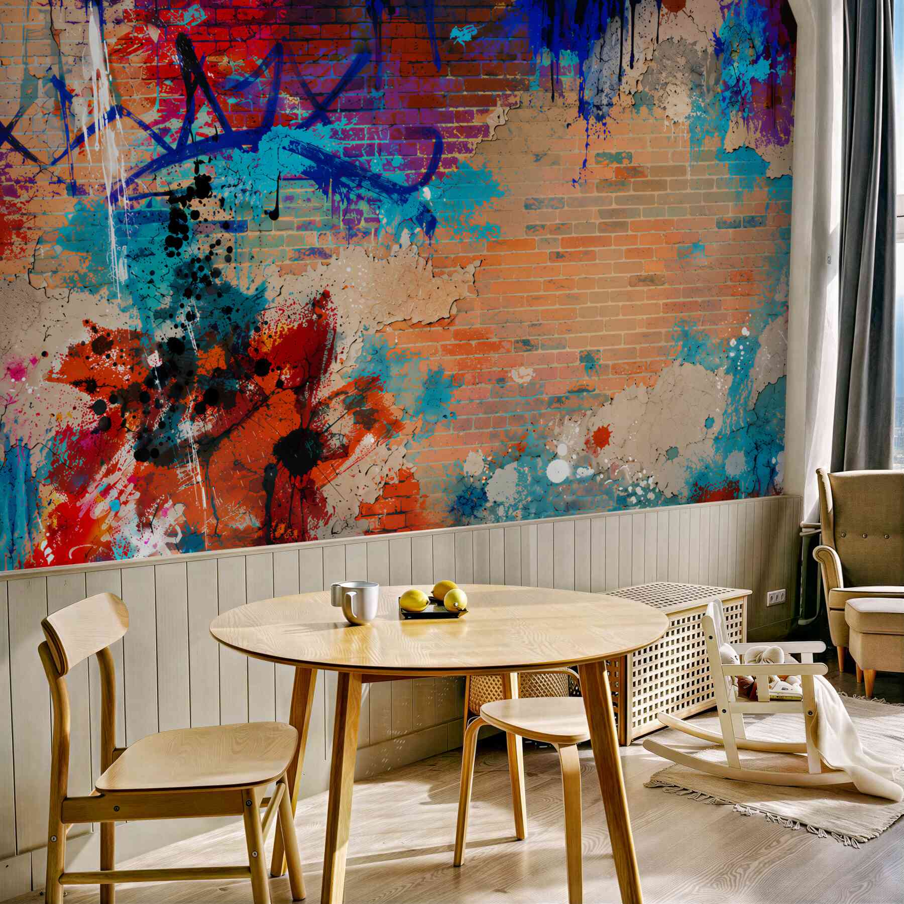 Fototapeta abstrakcyjna ściana z pastelowym graffiti i efektem tynku?v2345
