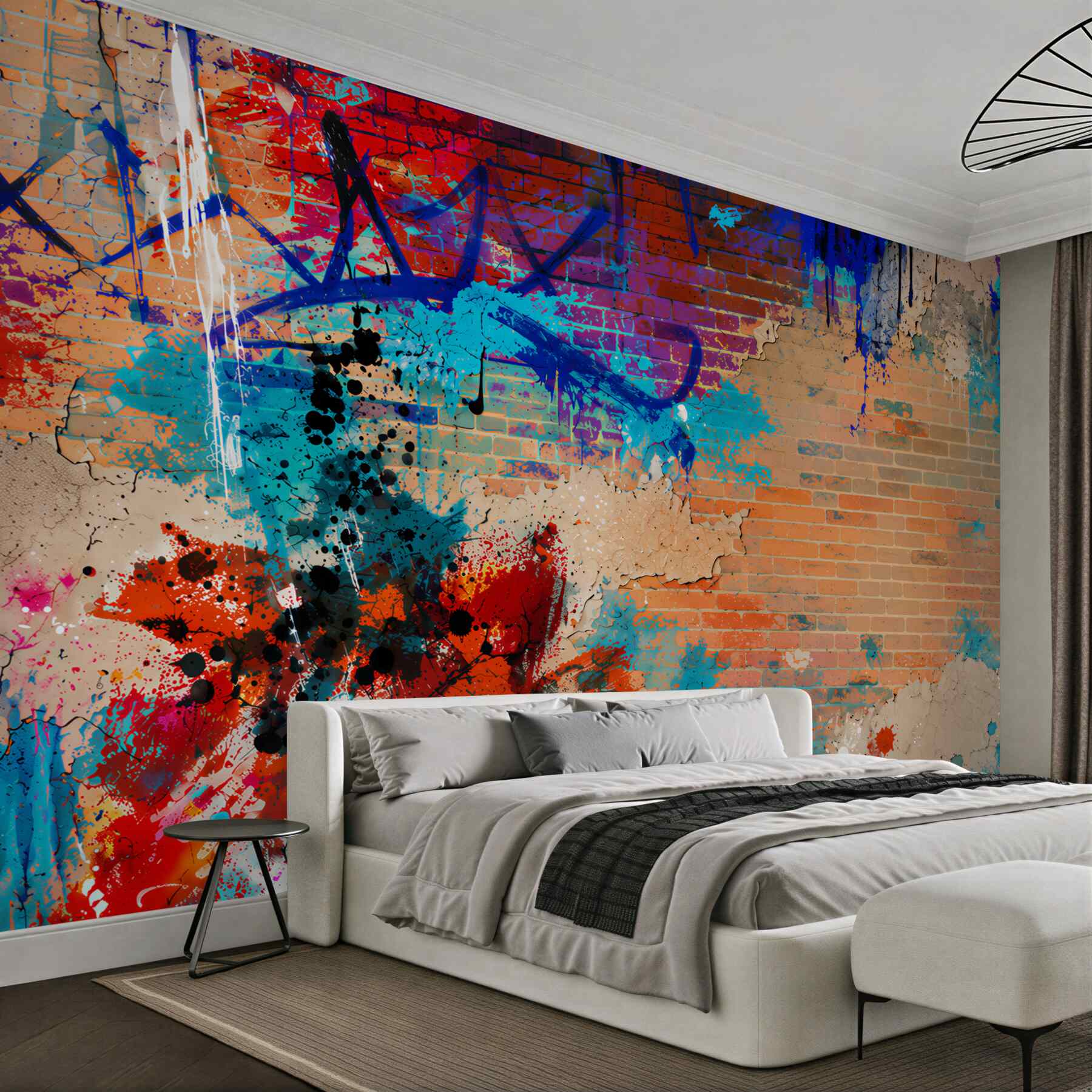 Fototapeta abstrakcyjna ściana z pastelowym graffiti i efektem tynku?v2345