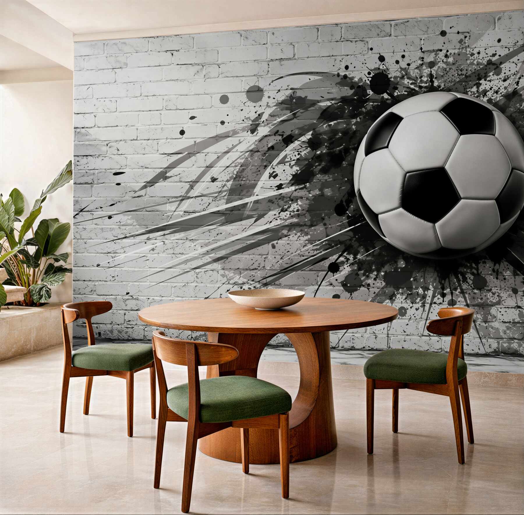 Fototapeta piłka nożna na białej cegle nowoczesna sportowa?v2345