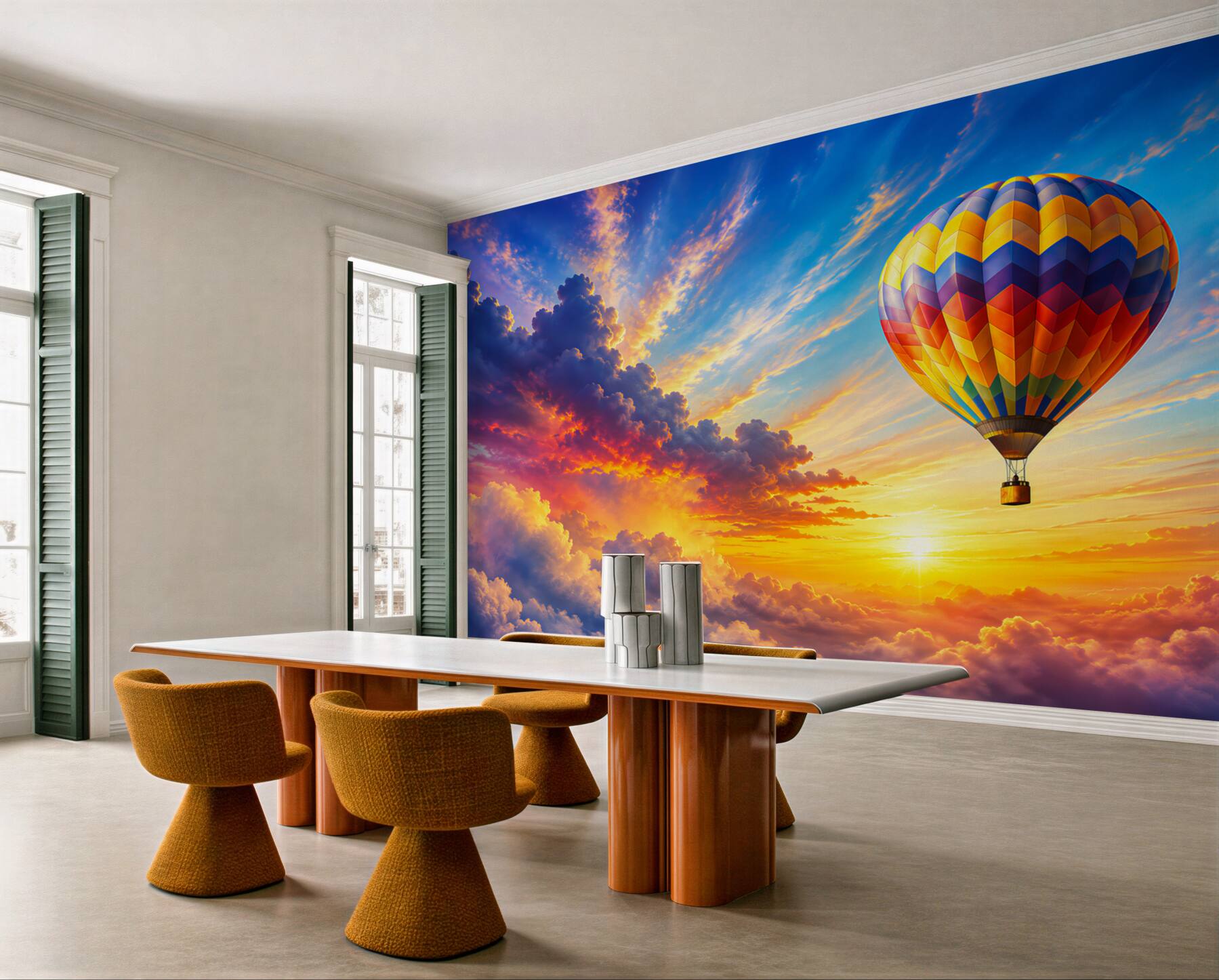 Fototapeta balon w chmurach o wschodzie słońca pastelowe niebo?v2345