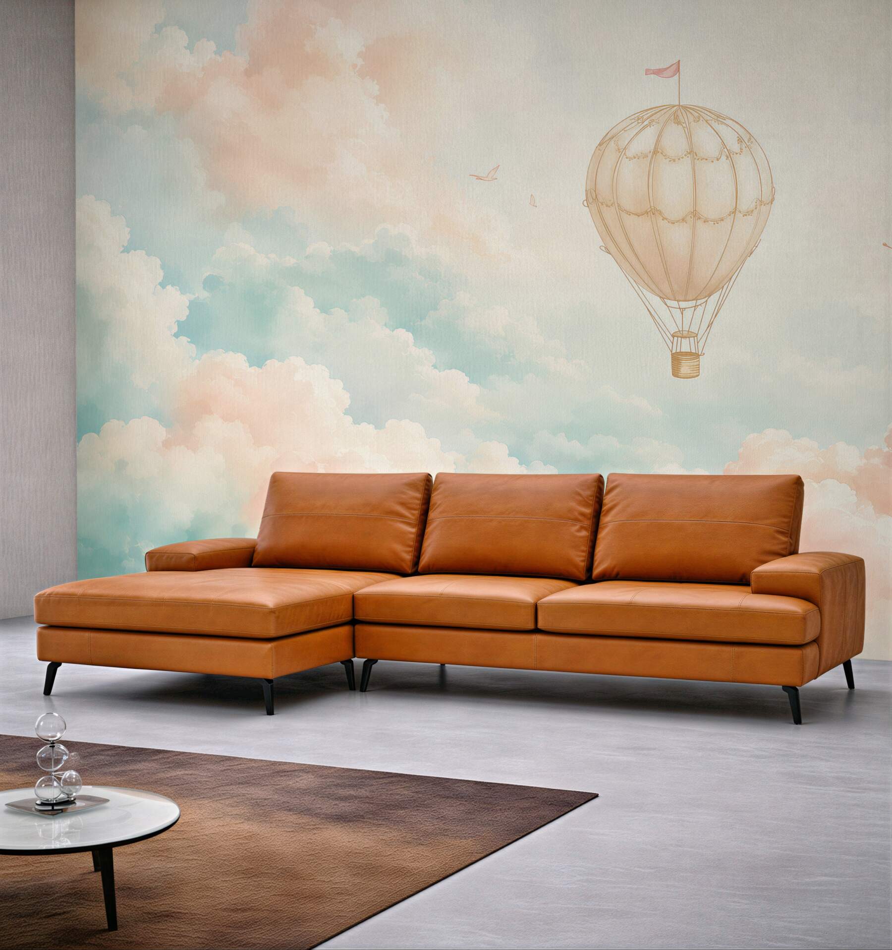 Fototapeta balon wśród chmur pastelowa do pokoju dziecka?v2345