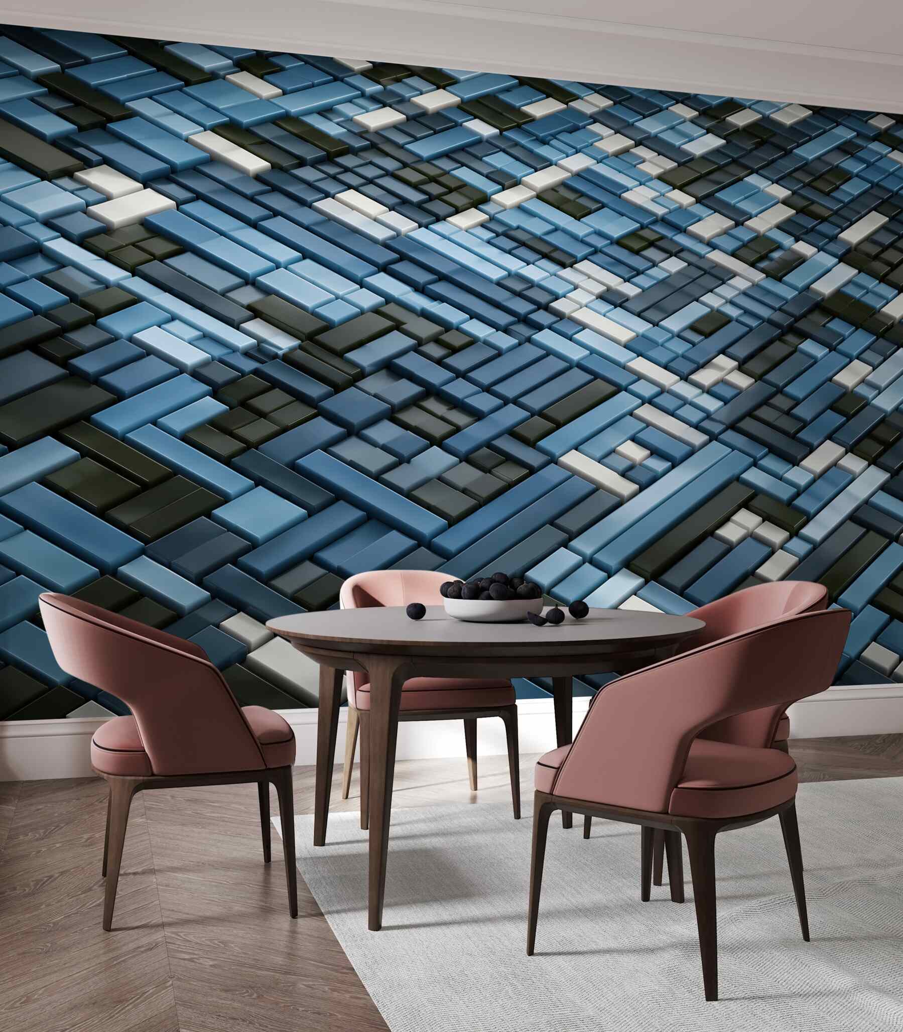 Fototapeta geometryczne prostokąty zielono niebieskie nowoczesna 3D?v2345