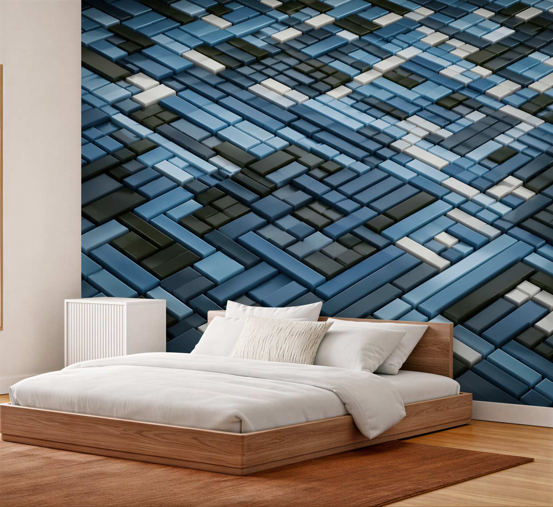 Fototapeta geometryczne prostokąty zielono niebieskie nowoczesna 3D?v2345