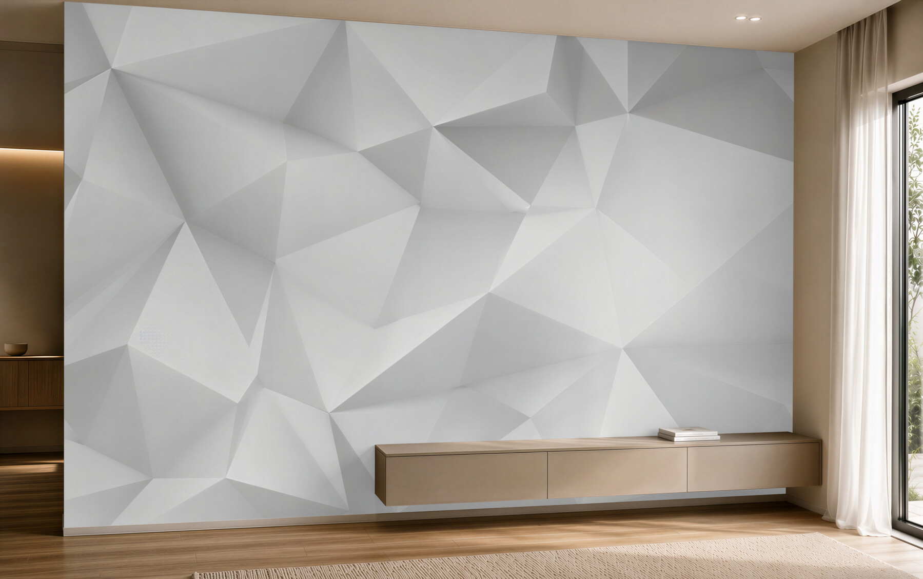 Fototapeta biała geometria 3D nowoczesna do minimalistycznego wnętrza?v2345
