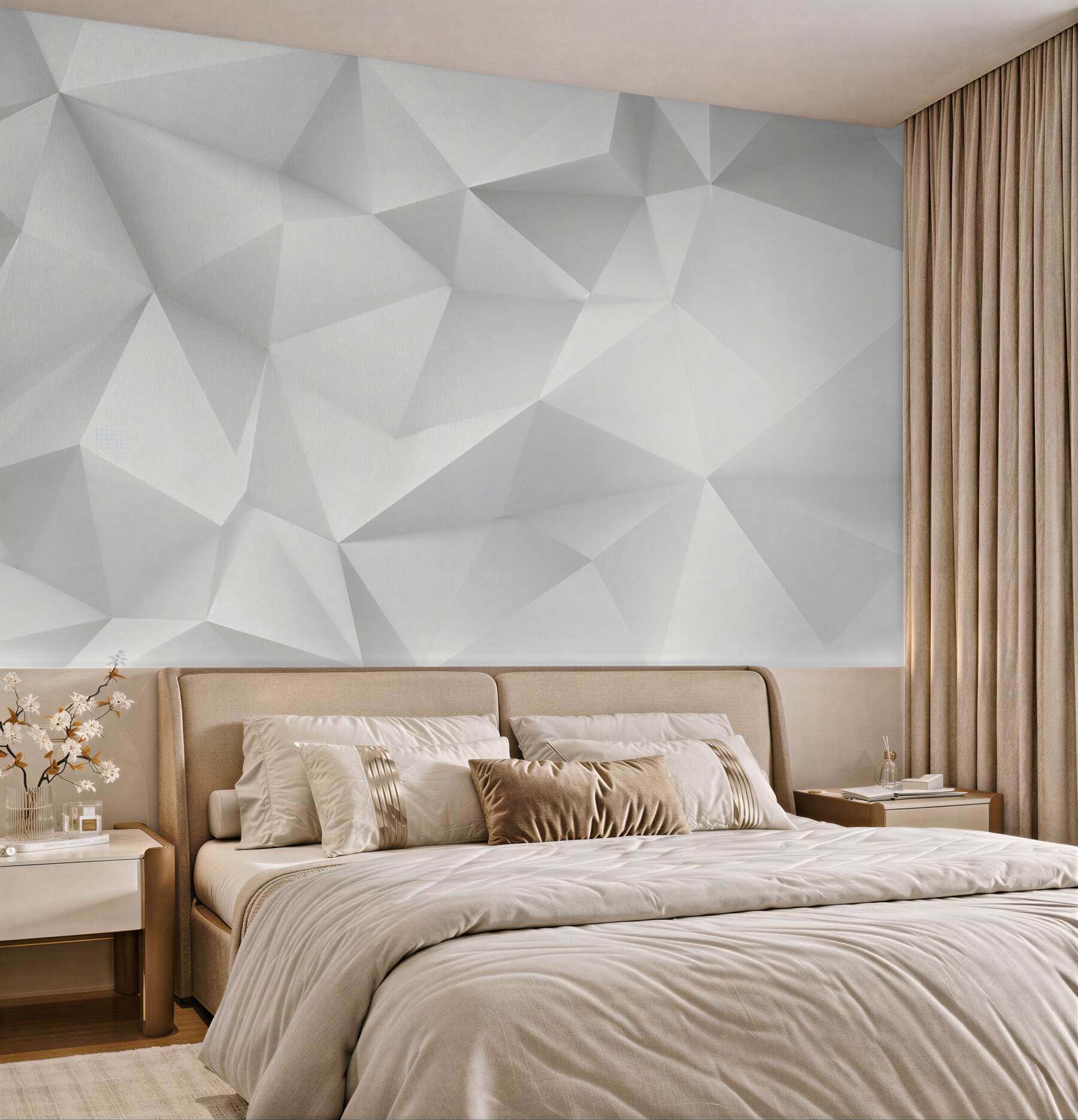Fototapeta biała geometria 3D nowoczesna do minimalistycznego wnętrza?v2345