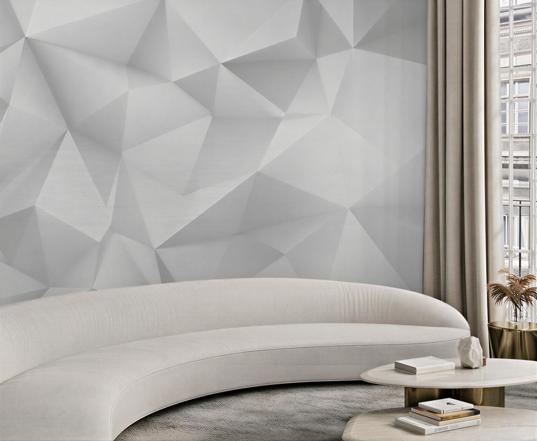 Fototapeta biała geometria 3D nowoczesna do minimalistycznego wnętrza?v2345