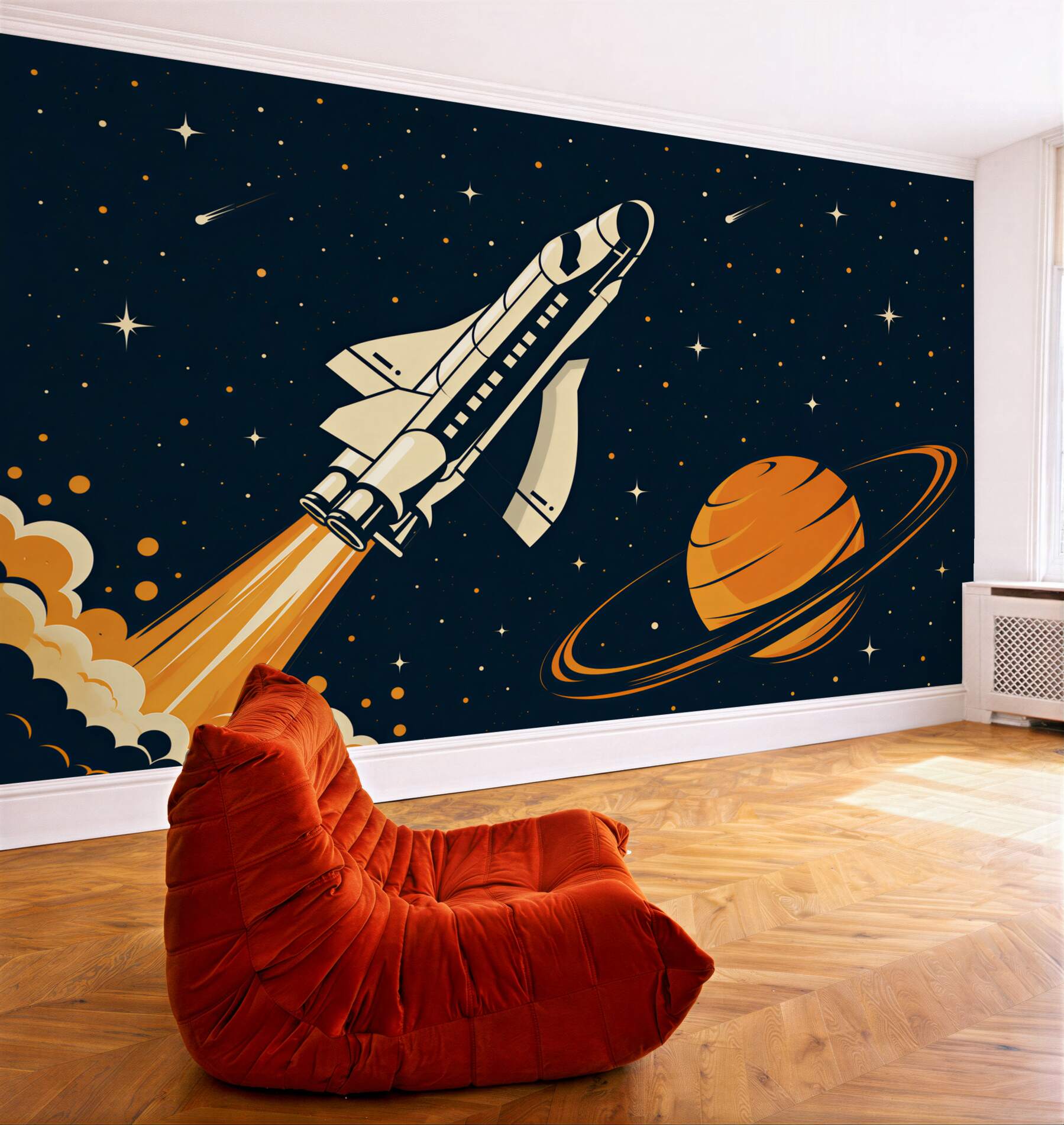 Fototapeta Rakieta leci na dużej planecie?v2345