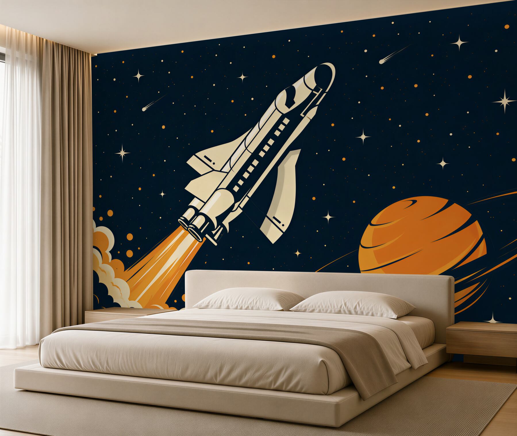Fototapeta Rakieta leci na dużej planecie?v2345