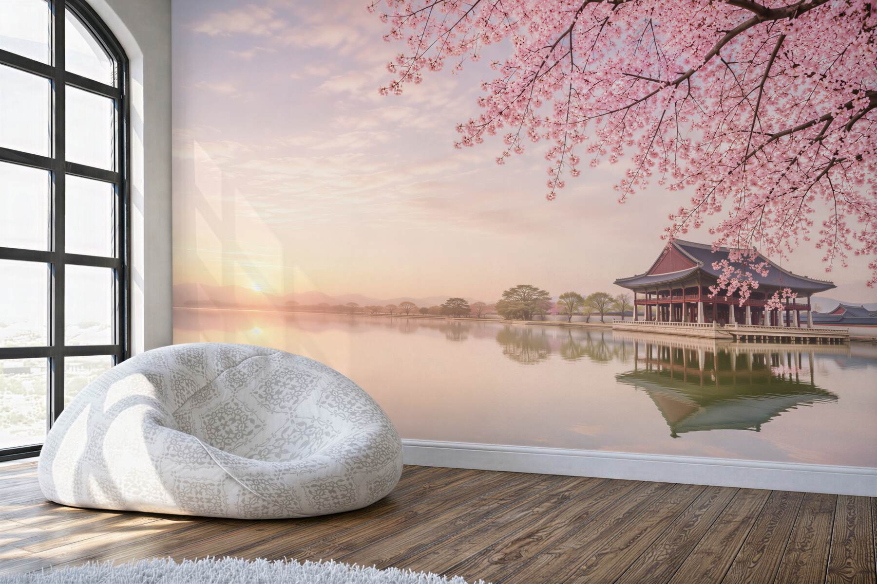 Fototapeta Gyeongbokgung pałac z drzewa wiśni w czasie wiosny w Seulu miasto korea, korea południowa.?v2345