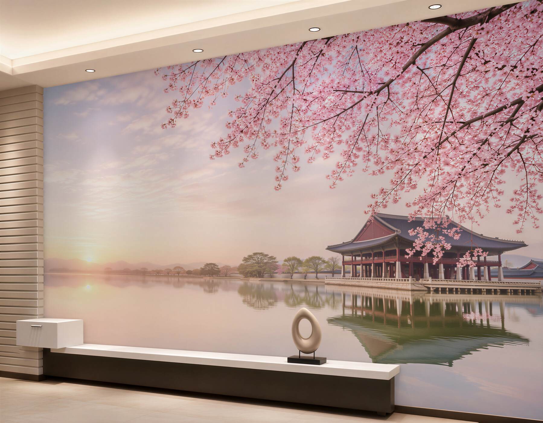 Fototapeta Gyeongbokgung pałac z drzewa wiśni w czasie wiosny w Seulu miasto korea, korea południowa.?v2345