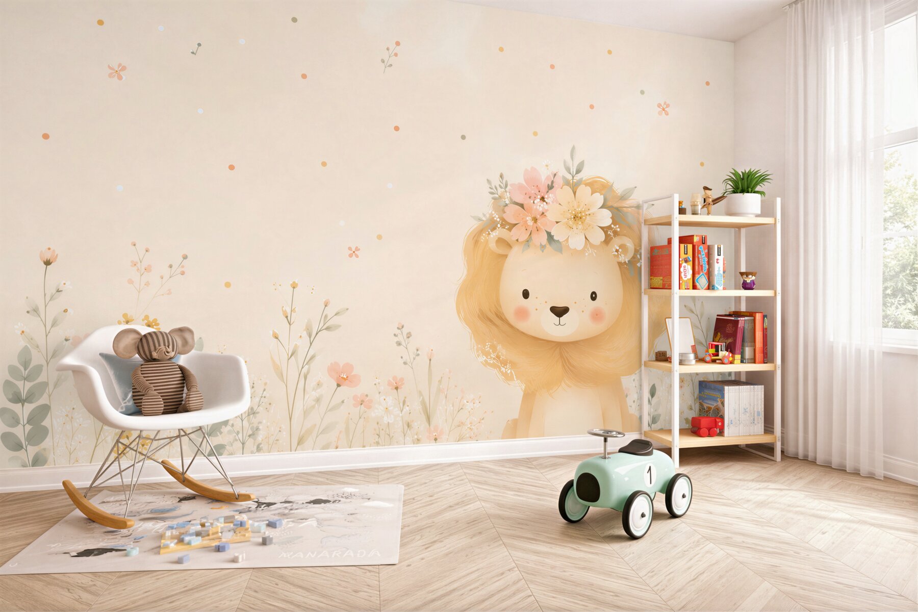 Fototapeta Kwiaty w grzywie Lion Baby?v2345