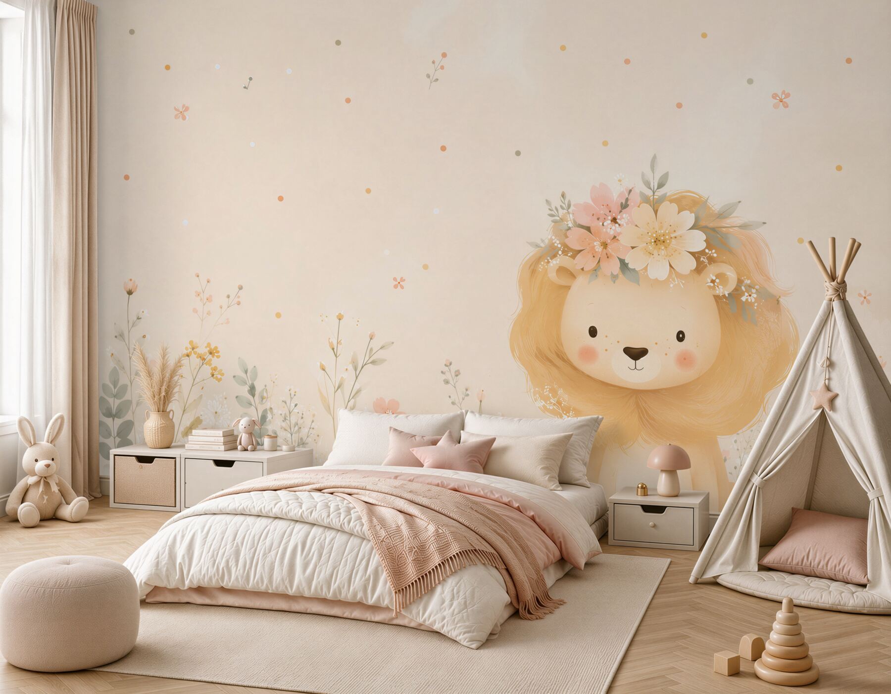 Fototapeta Kwiaty w grzywie Lion Baby?v2345