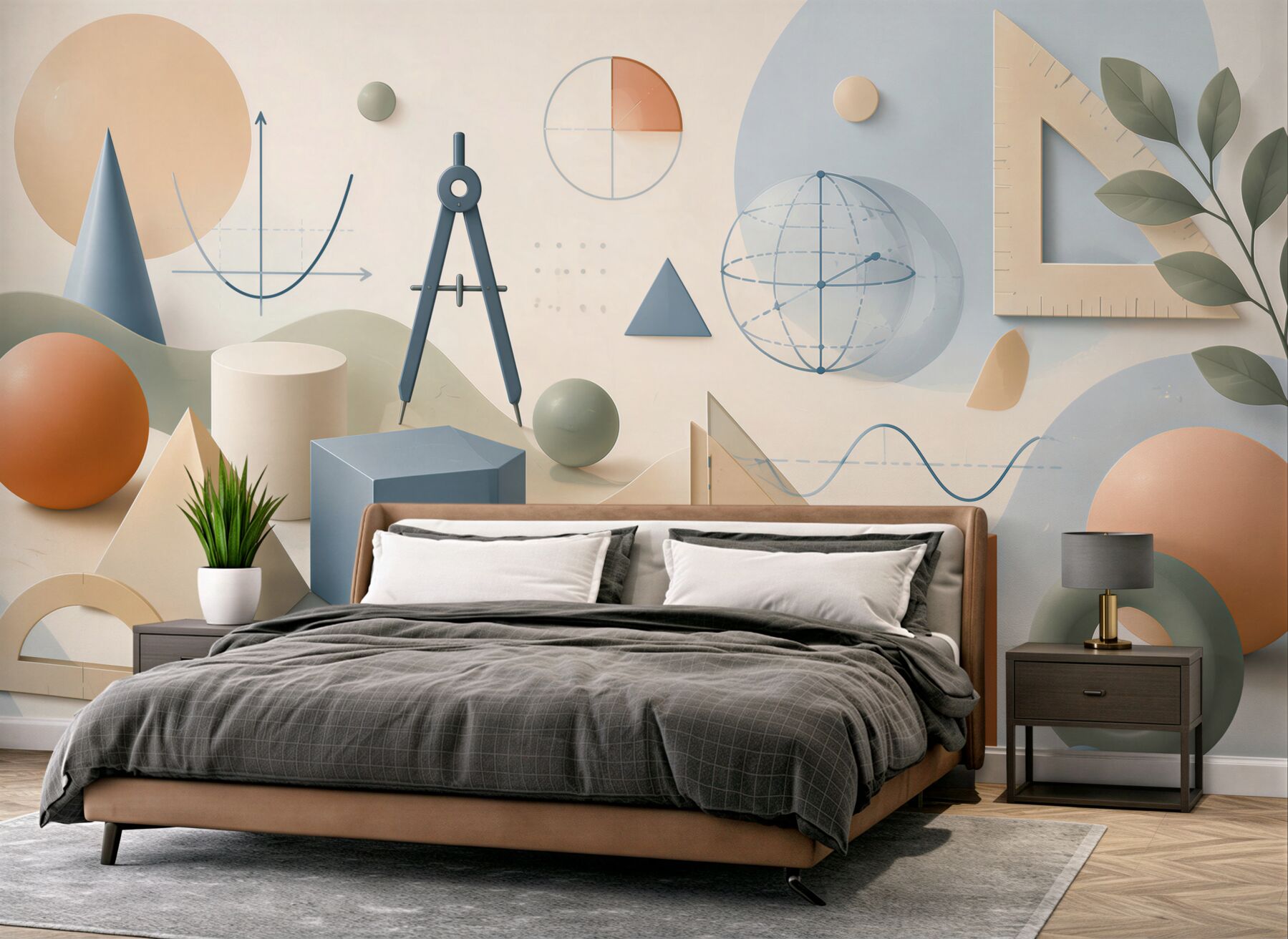 Fototapeta geometryczne kształty i wzory matematyczne pastelowe nowoczesne?v2345