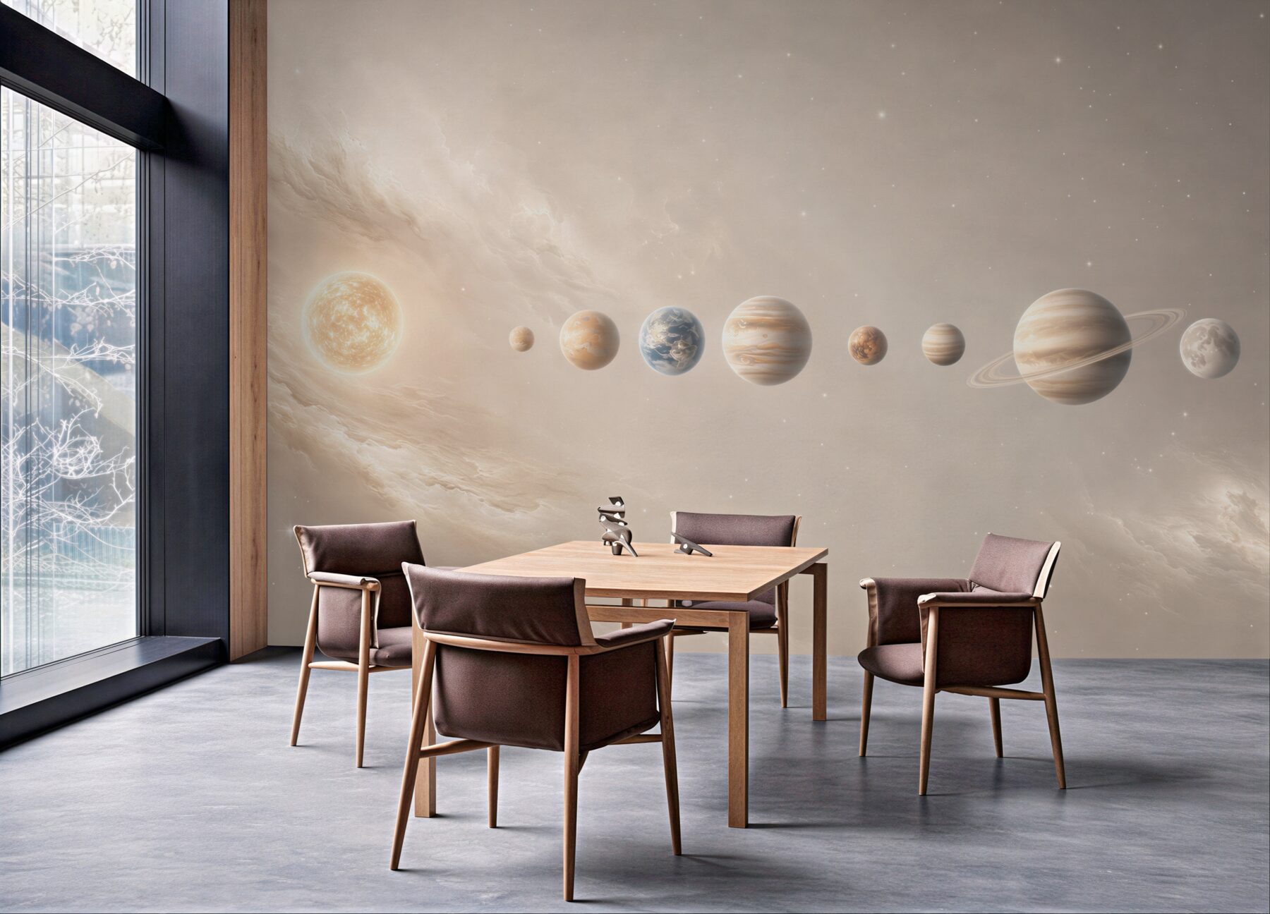 Fototapeta układ planet w kosmosie beżowa do pokoju dziecka?v2345