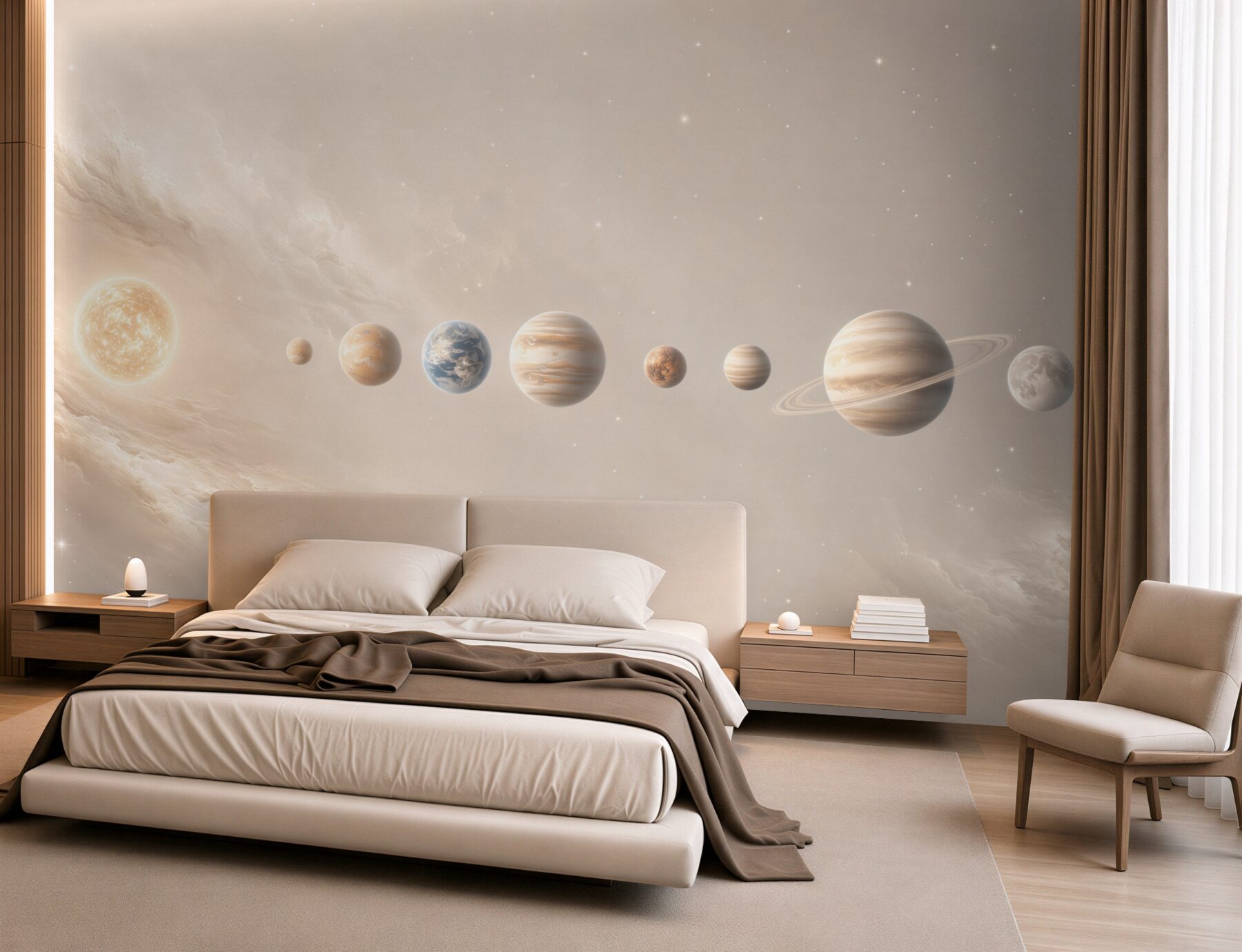Fototapeta układ planet w kosmosie beżowa do pokoju dziecka?v2345