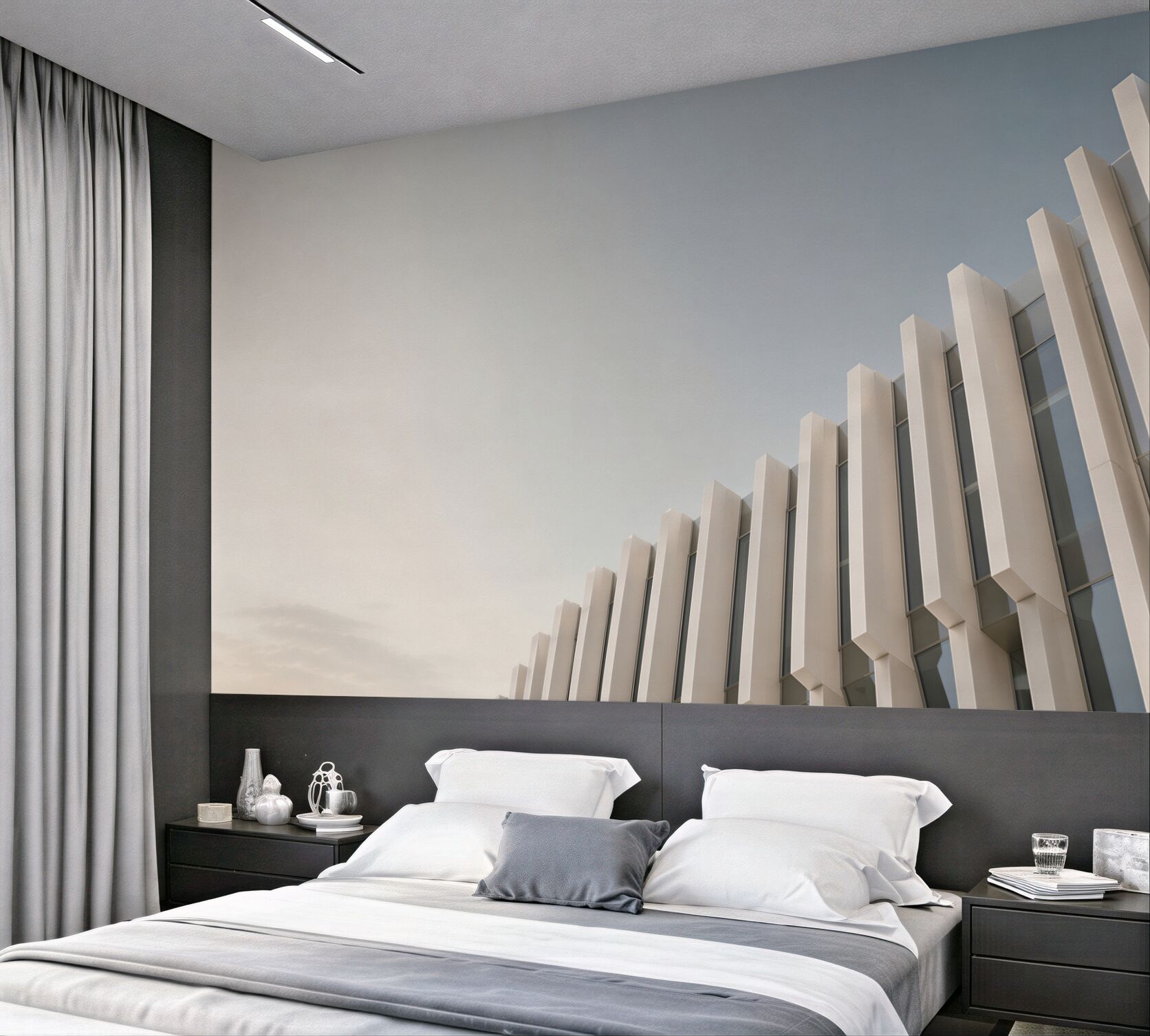 Fototapeta nowoczesna architektura minimalistyczna biała z błękitnym niebem?v2345