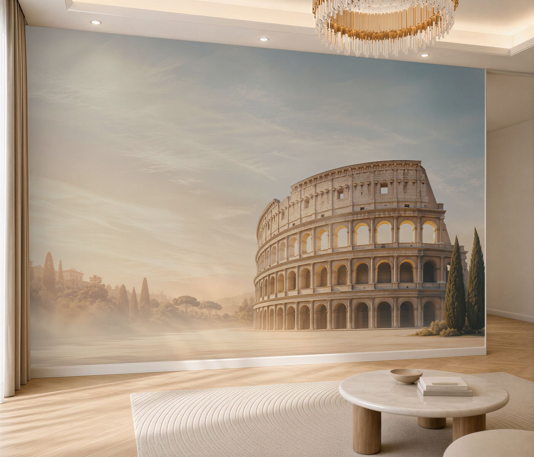 Fototapeta Koloseum w Rzymie o złotym poranku elegancka architektura?v2345