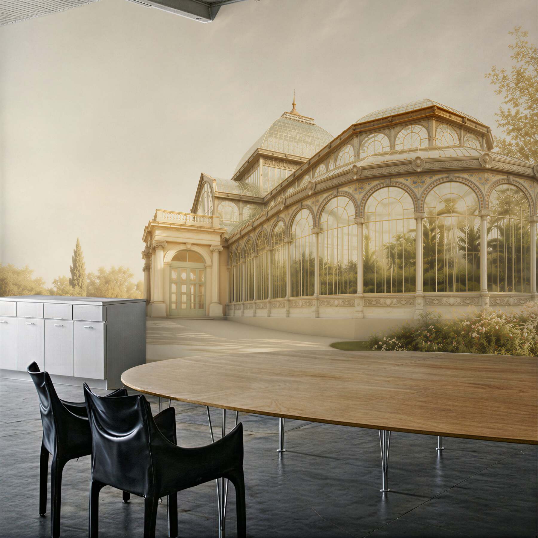 Fototapeta oranżeria pałacowa w złotym świetle elegancka architektura ogrodowa?v2345