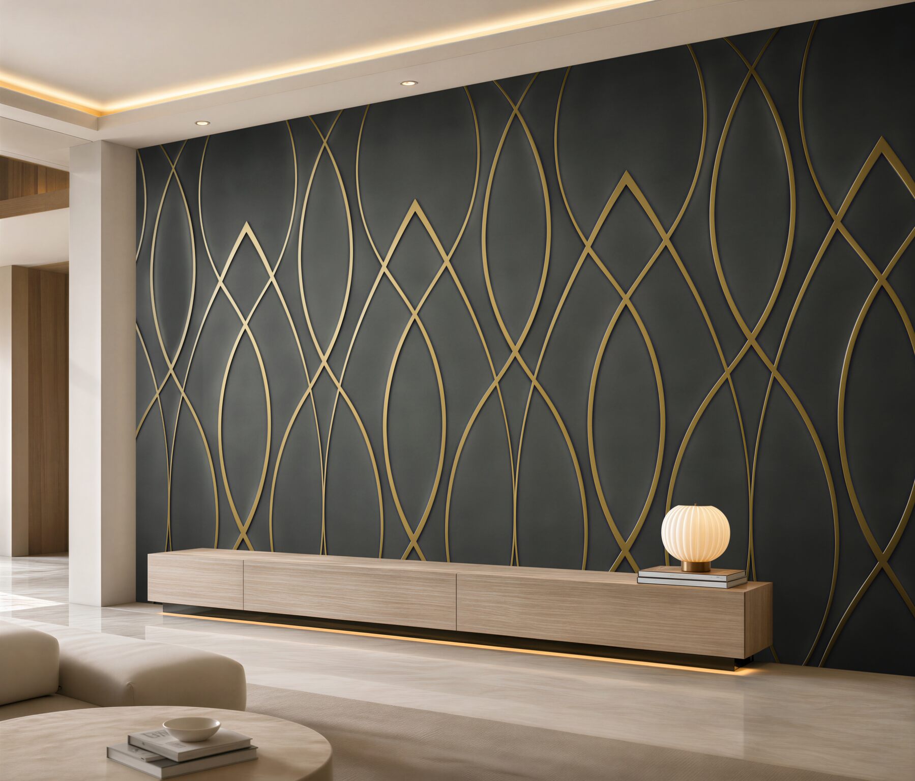 Fototapeta geometryczny wzór złote linie na ciemnym tle w stylu art deco?v2345