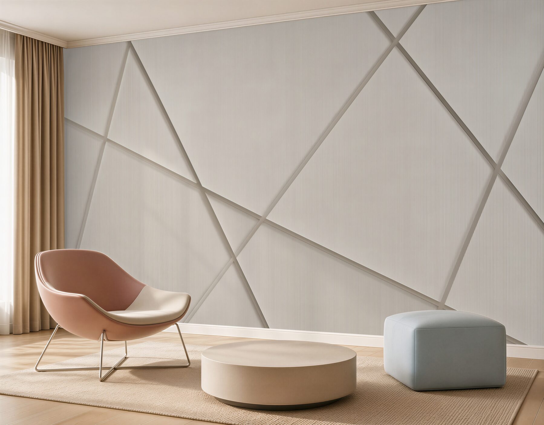Fototapeta geometryczne panele 3d beżowe nowoczesna minimalistyczna?v2345