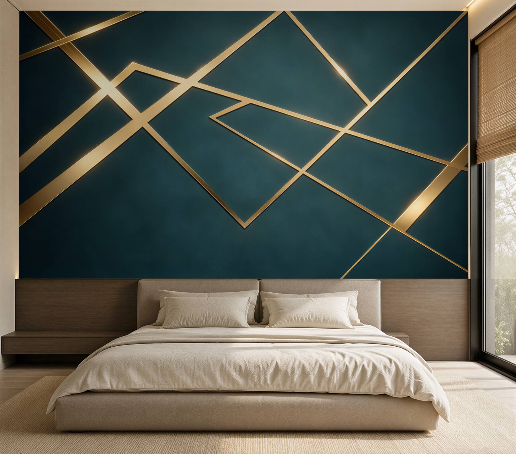 Fototapeta geometryczne złote linie na ciemnozielonym tle glamour?v2345