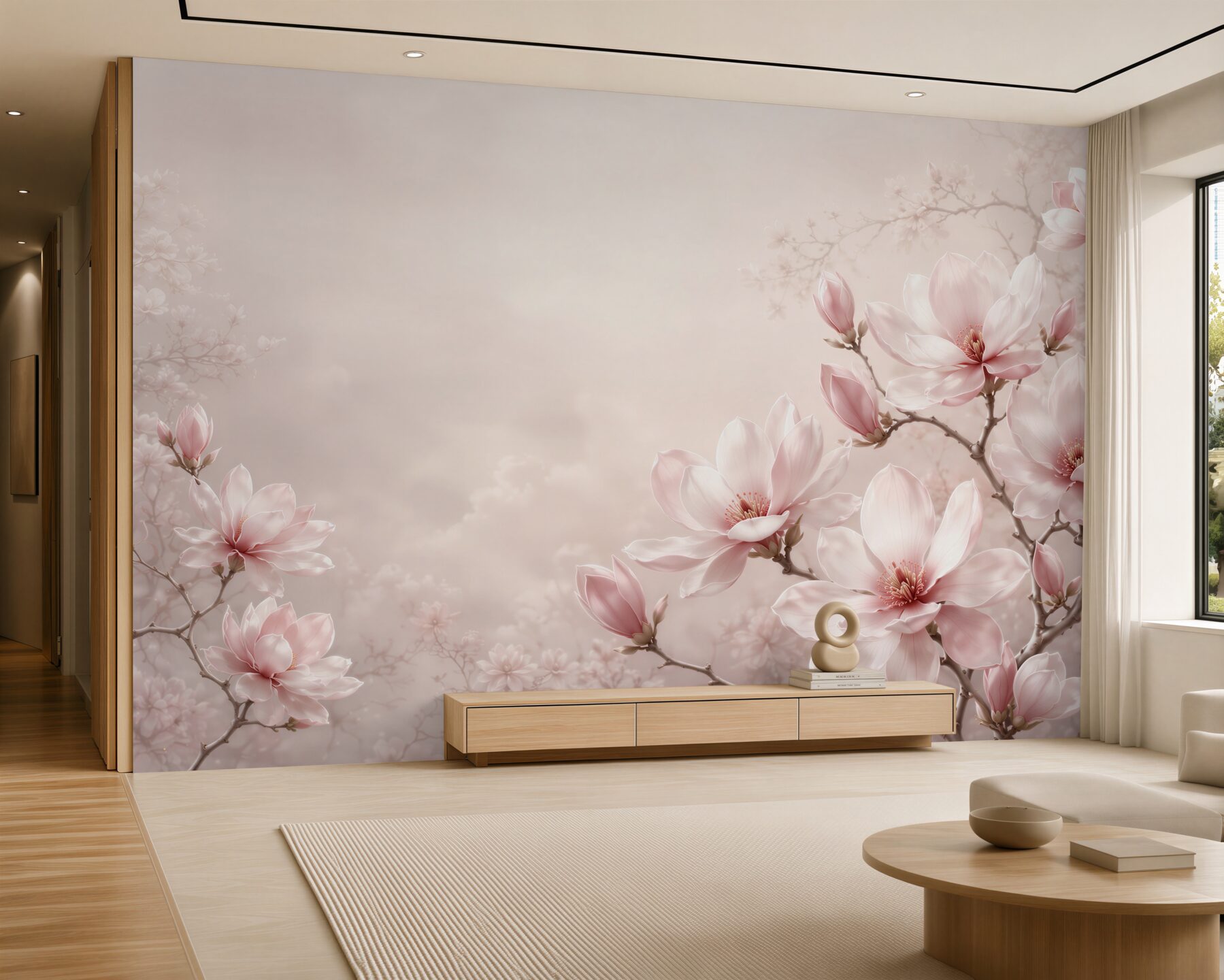 Fototapeta kwiaty magnolii pudrowy róż delikatna do sypialni?v2345