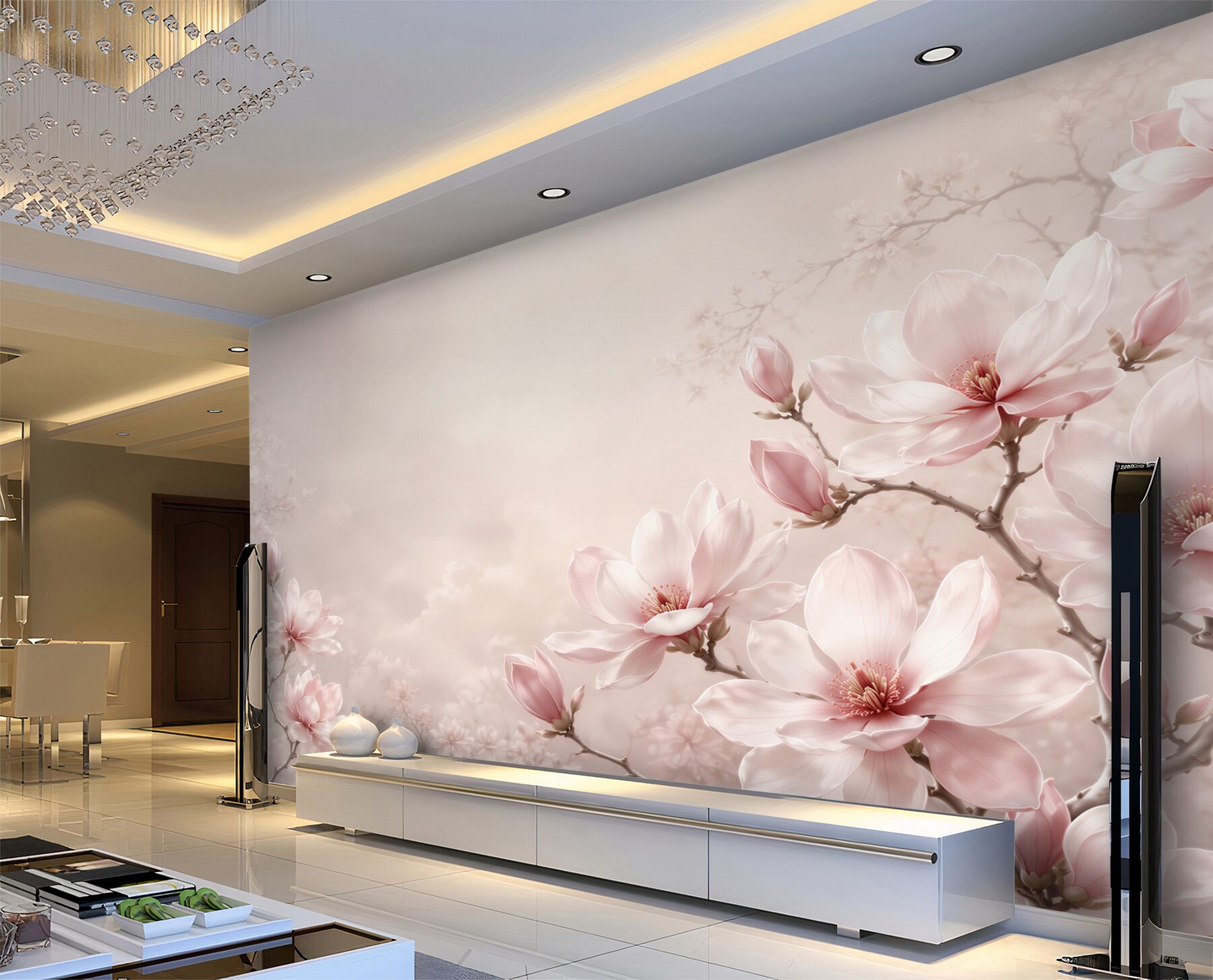 Fototapeta kwiaty magnolii pudrowy róż delikatna do sypialni?v2345