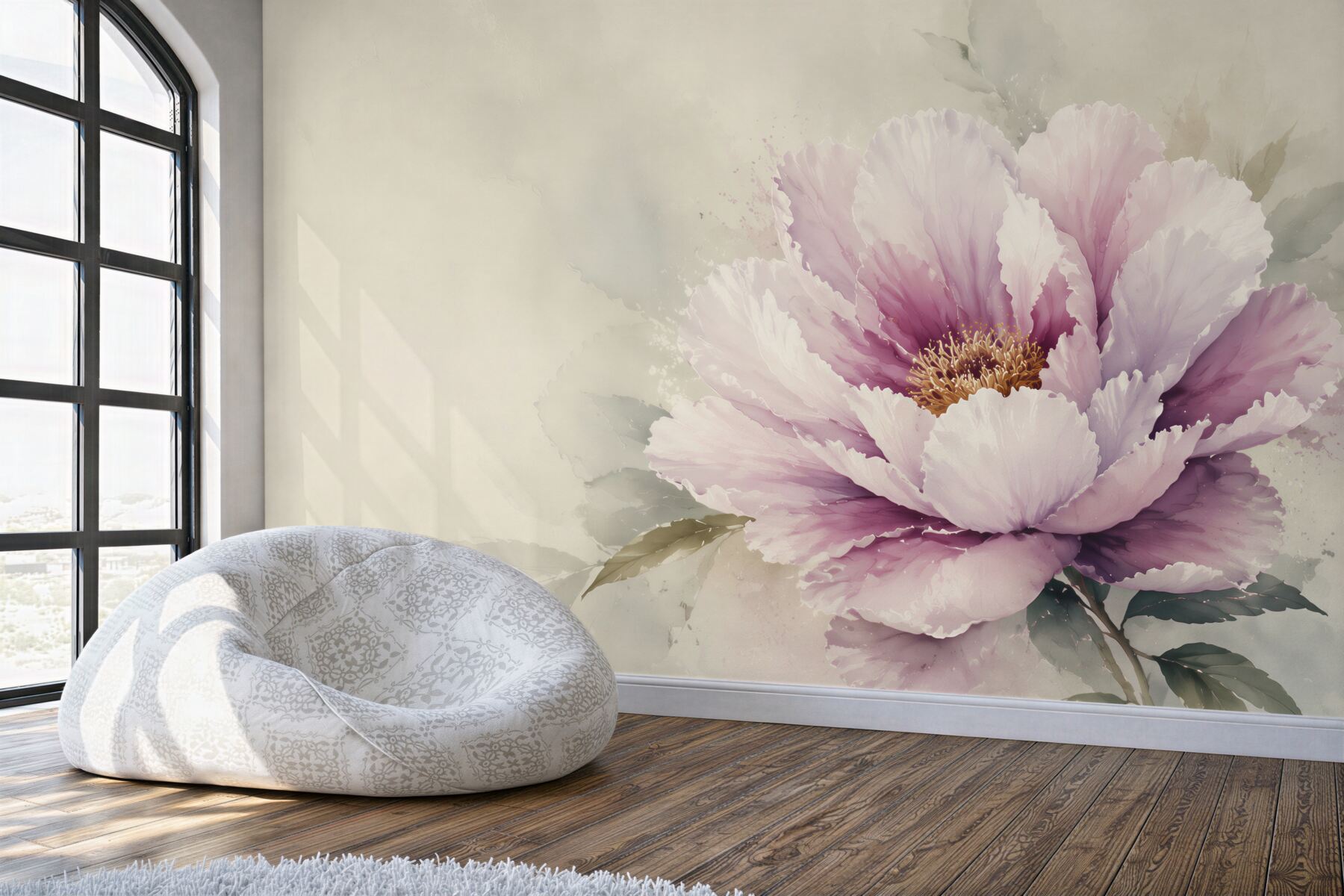 Fototapeta duży kwiat piwonii pudrowy róż elegancka do salonu?v2345