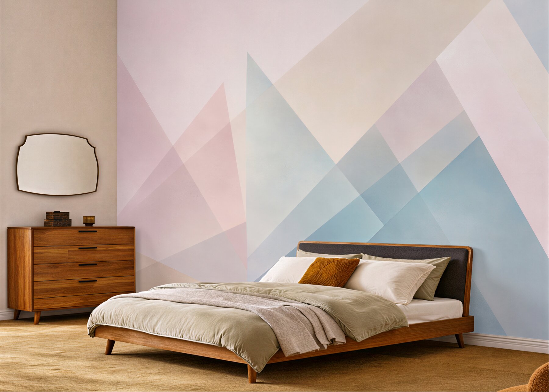 Fototapeta geometryczna abstrakcja pastelowa różowo błękitna do nowoczesnego wnętrza?v2345