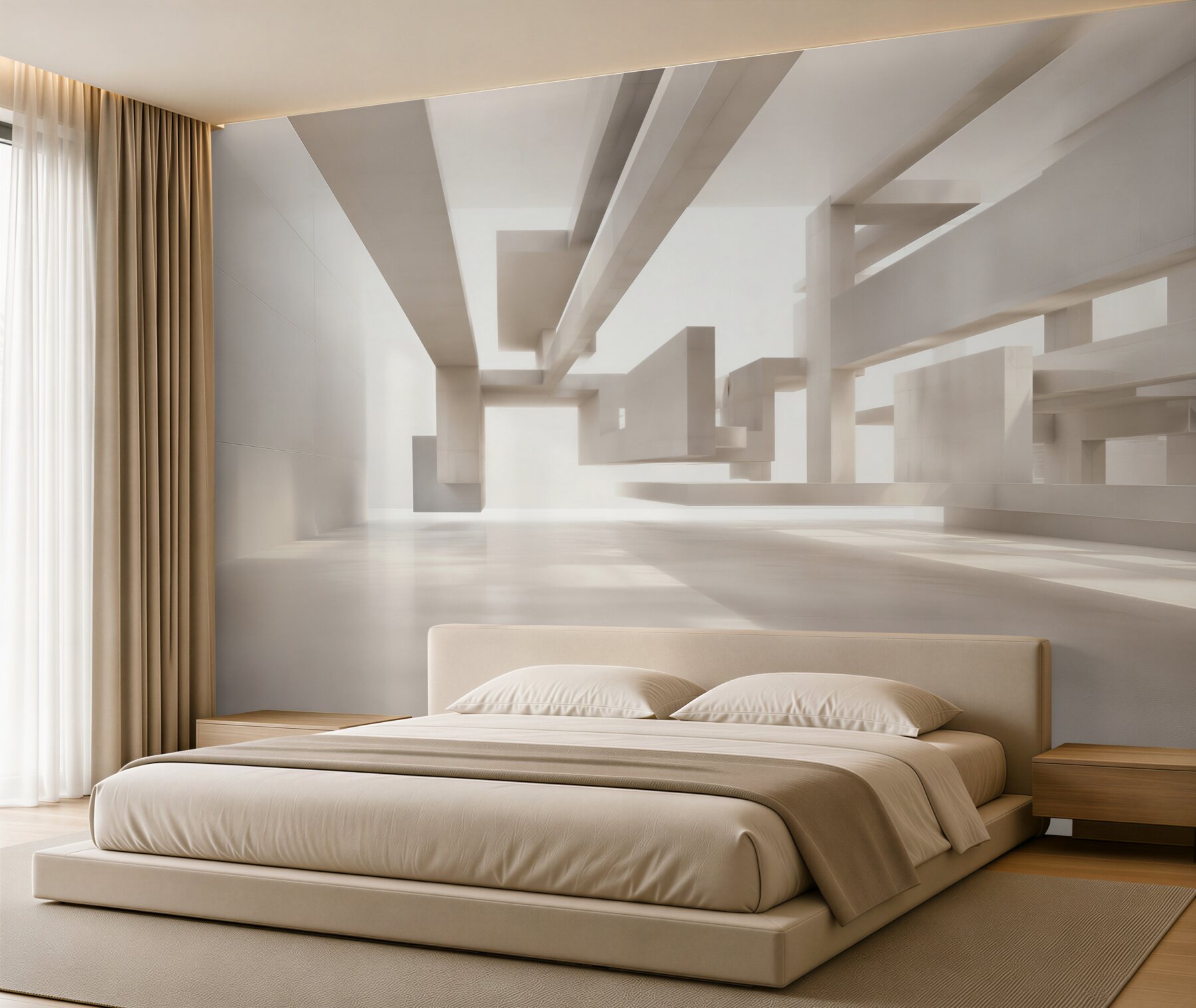 Fototapeta abstrakcyjna architektura 3D beżowa nowoczesna do biura?v2345