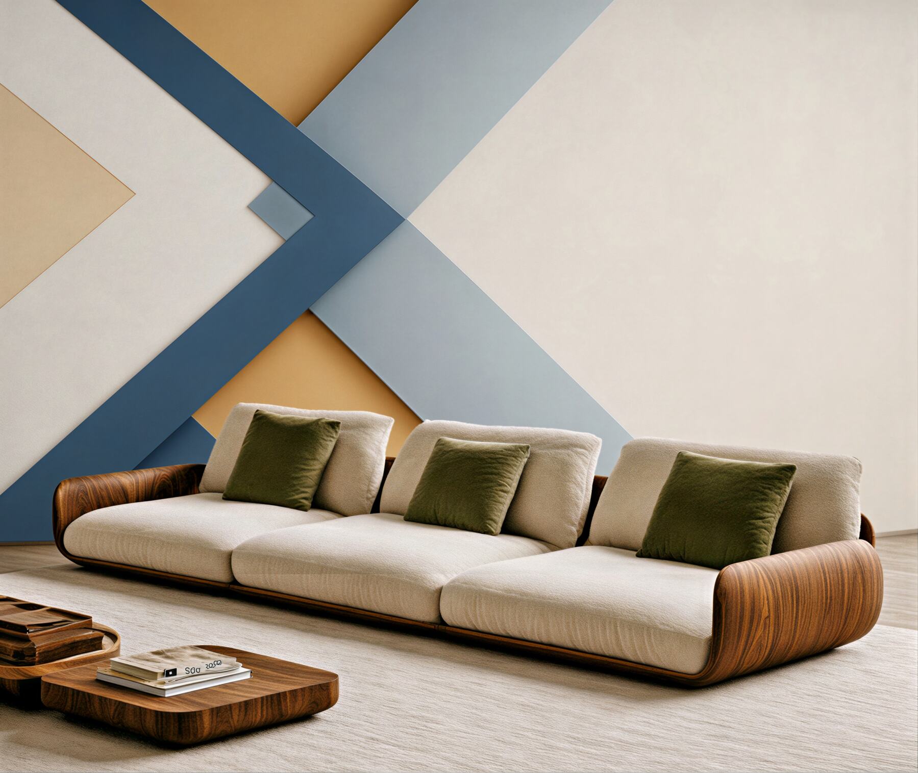 Fototapeta geometryczna abstrakcja granatowo beżowa nowoczesna minimalistyczna?v2345